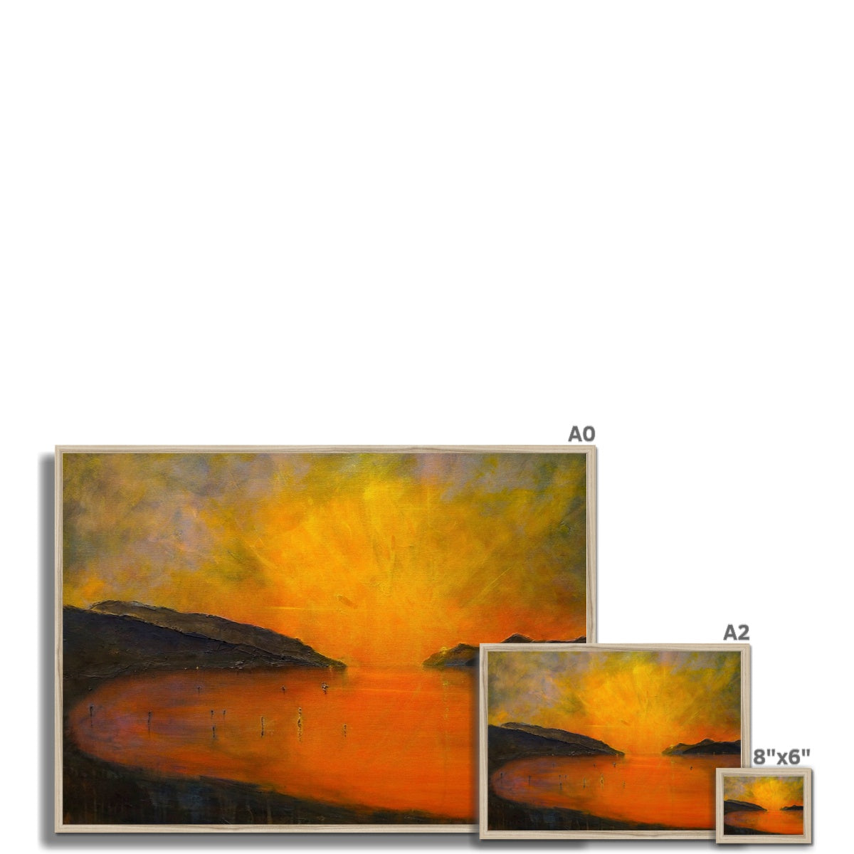 Loch Ness Sunset Painting | Framed Prints From Scotland-Framed Prints-Scottish Lochs & Mountains Art Gallery-Paintings, Prints, Homeware, Art Gifts From Scotland By Scottish Artist Kevin Hunter