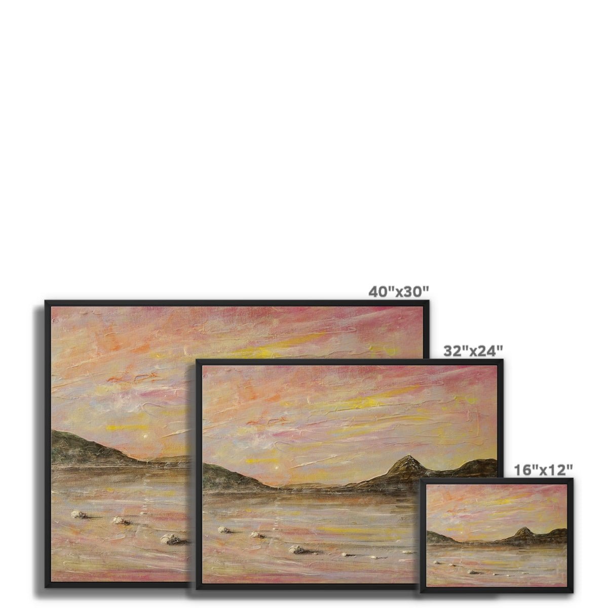 Loch Rannoch Dawn Painting | Framed Canvas From Scotland-Floating Framed Canvas Prints-Scottish Lochs & Mountains Art Gallery-Paintings, Prints, Homeware, Art Gifts From Scotland By Scottish Artist Kevin Hunter