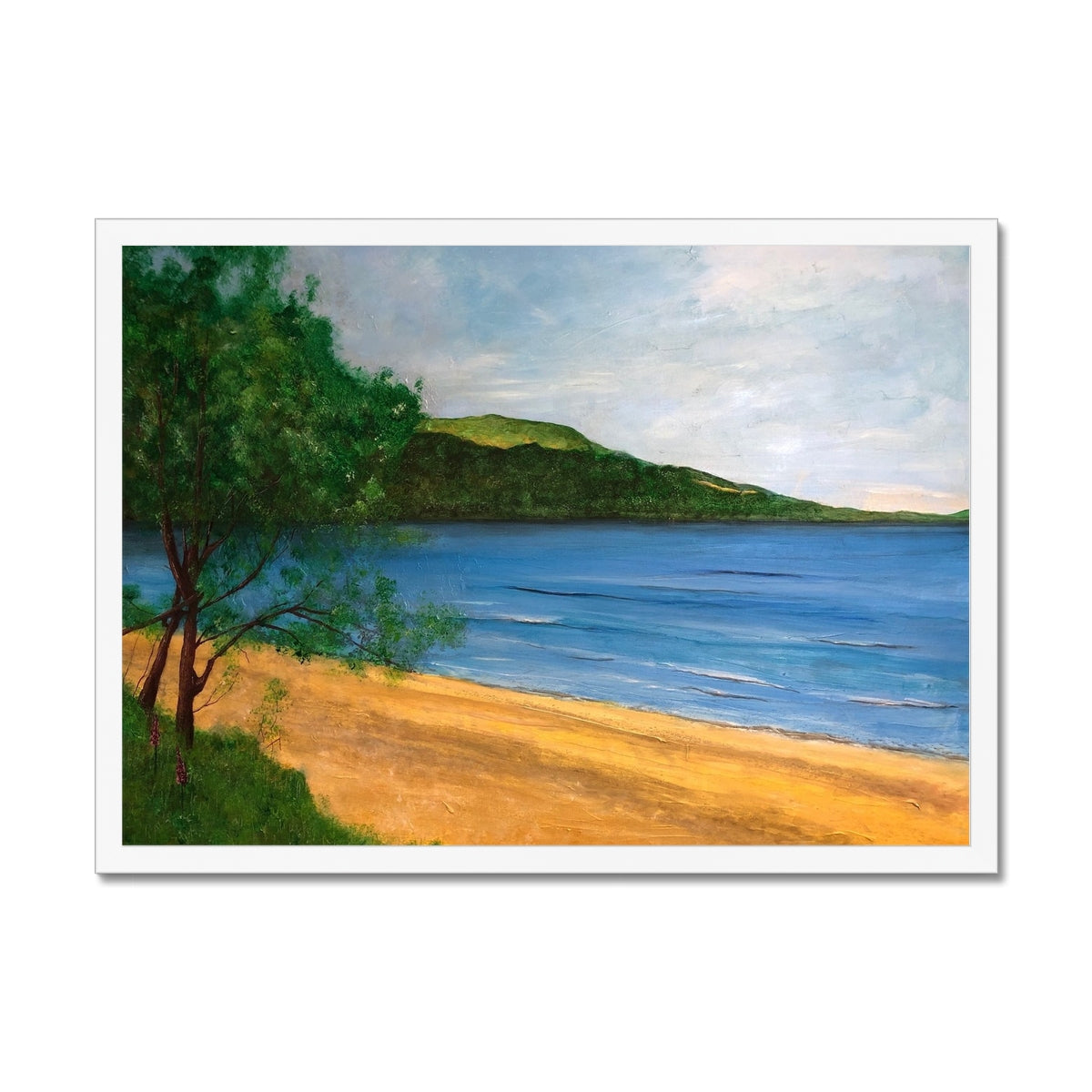 Loch Rannoch Painting | Framed Prints From Scotland-Framed Prints-Scottish Lochs & Mountains Art Gallery-A2 Landscape-White Frame-Paintings, Prints, Homeware, Art Gifts From Scotland By Scottish Artist Kevin Hunter