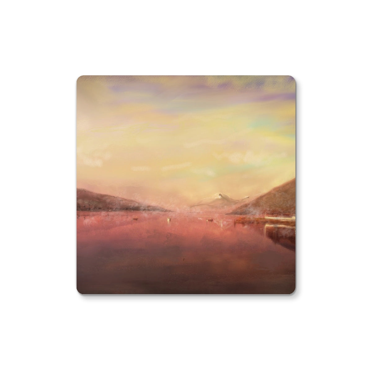 Loch Tay Art Gifts Coaster-Coasters-Scottish Lochs & Mountains Art Gallery-2 Coasters-Paintings, Prints, Homeware, Art Gifts From Scotland By Scottish Artist Kevin Hunter