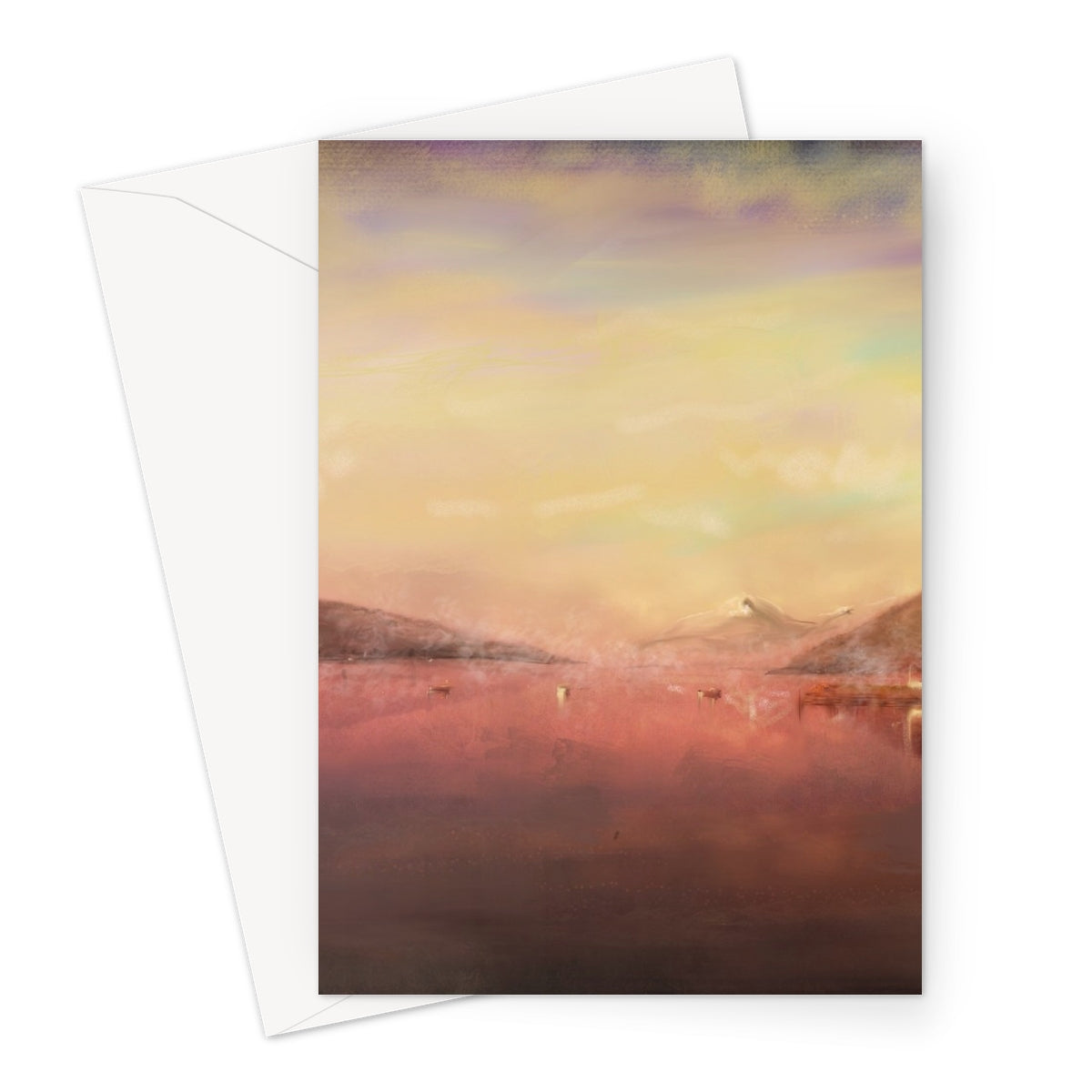 Loch Tay Art Gifts Greeting Card-Greetings Cards-Scottish Lochs & Mountains Art Gallery-A5 Portrait-1 Card-Paintings, Prints, Homeware, Art Gifts From Scotland By Scottish Artist Kevin Hunter
