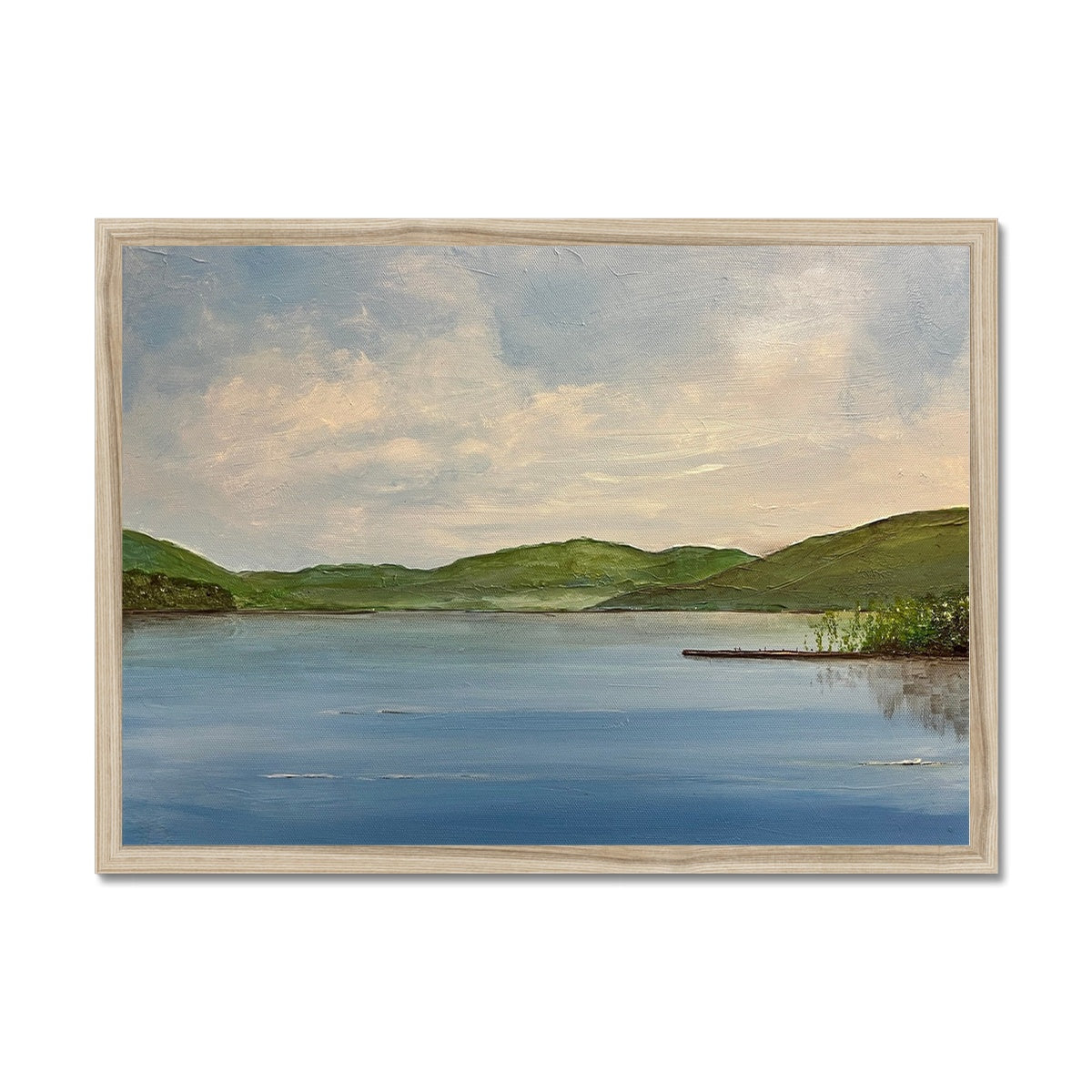 Loch Tay ii Painting | Framed Prints From Scotland-Framed Prints-Scottish Lochs & Mountains Art Gallery-A2 Landscape-Natural Frame-Paintings, Prints, Homeware, Art Gifts From Scotland By Scottish Artist Kevin Hunter