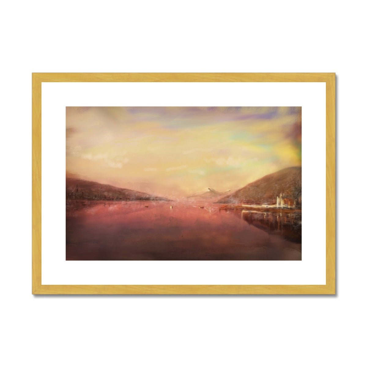 Loch Tay Painting | Antique Framed & Mounted Prints From Scotland-Antique Framed & Mounted Prints-Scottish Lochs & Mountains Art Gallery-A2 Landscape-Gold Frame-Paintings, Prints, Homeware, Art Gifts From Scotland By Scottish Artist Kevin Hunter