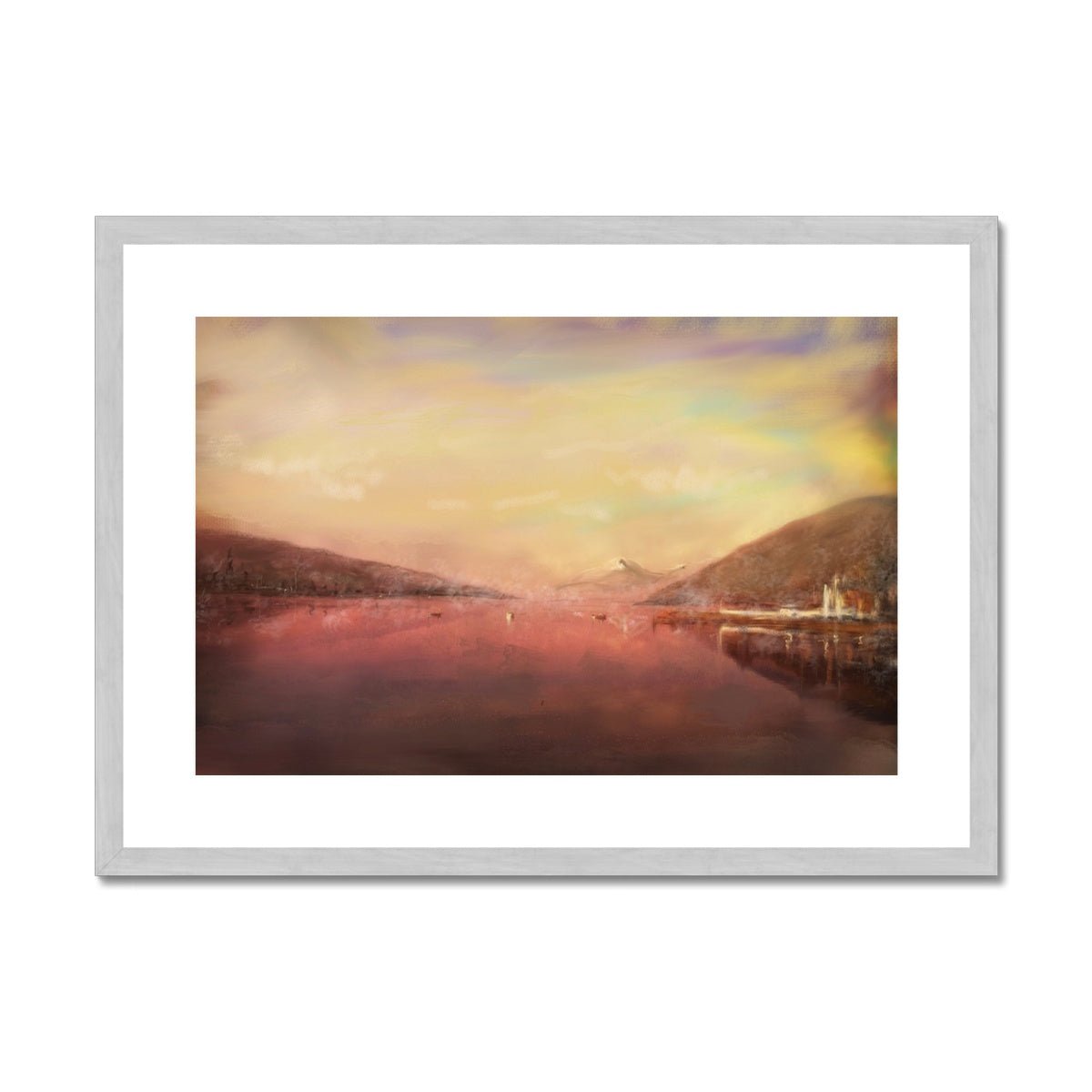 Loch Tay Painting | Antique Framed & Mounted Prints From Scotland-Antique Framed & Mounted Prints-Scottish Lochs & Mountains Art Gallery-A2 Landscape-Silver Frame-Paintings, Prints, Homeware, Art Gifts From Scotland By Scottish Artist Kevin Hunter