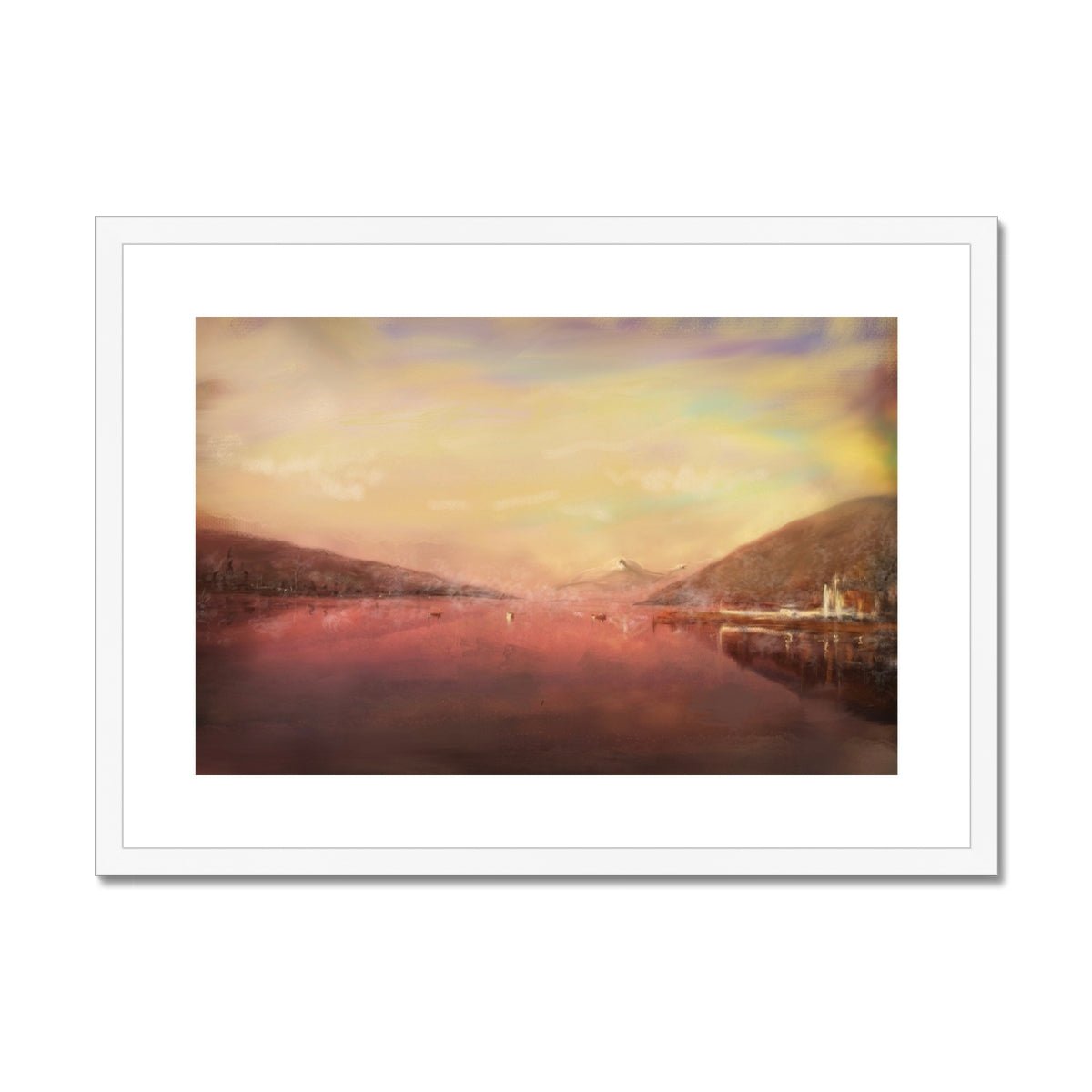 Loch Tay Painting | Framed & Mounted Prints From Scotland-Framed & Mounted Prints-Scottish Lochs & Mountains Art Gallery-A2 Landscape-White Frame-Paintings, Prints, Homeware, Art Gifts From Scotland By Scottish Artist Kevin Hunter