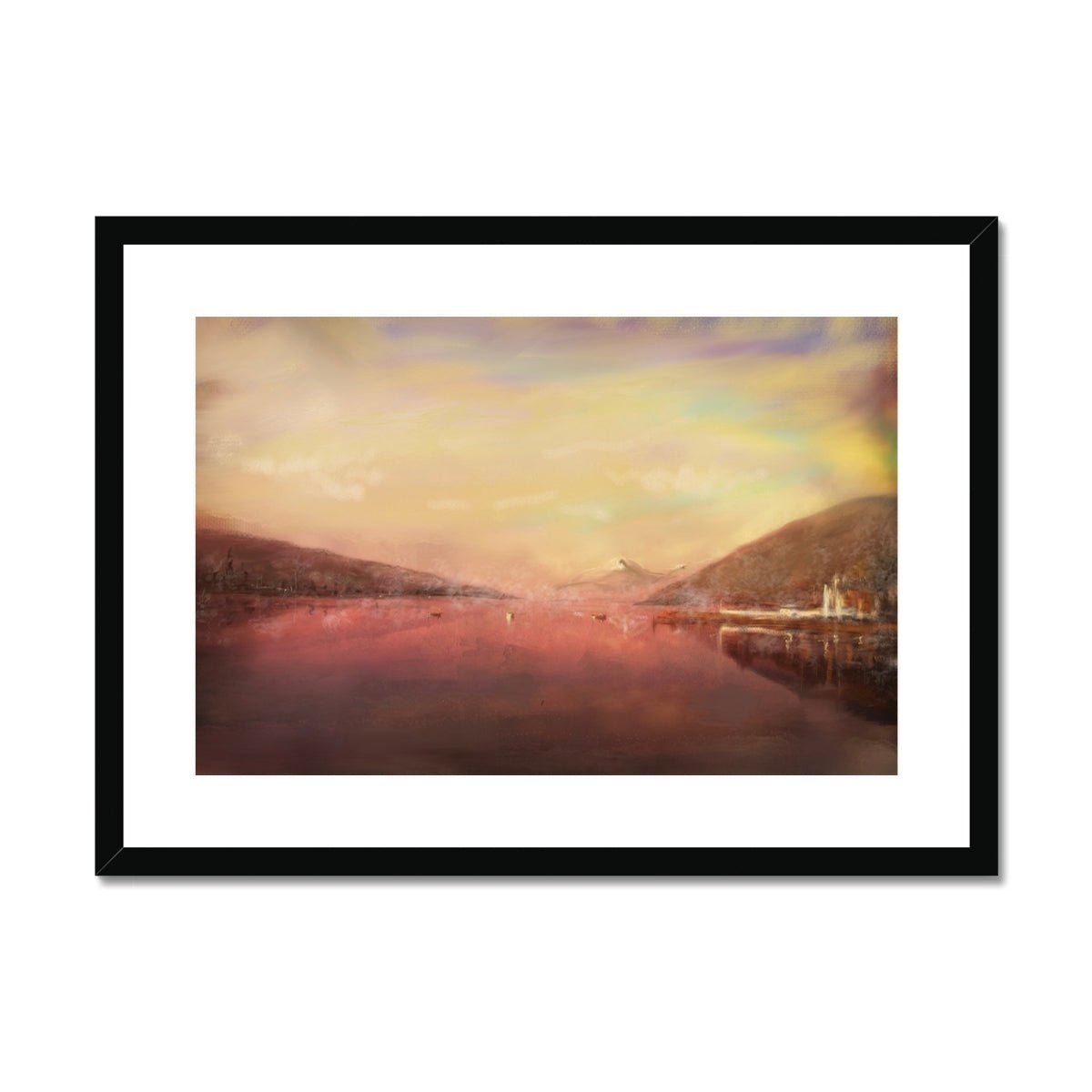 Loch Tay Painting | Framed & Mounted Prints From Scotland-Framed & Mounted Prints-Scottish Lochs & Mountains Art Gallery-A2 Landscape-Black Frame-Paintings, Prints, Homeware, Art Gifts From Scotland By Scottish Artist Kevin Hunter