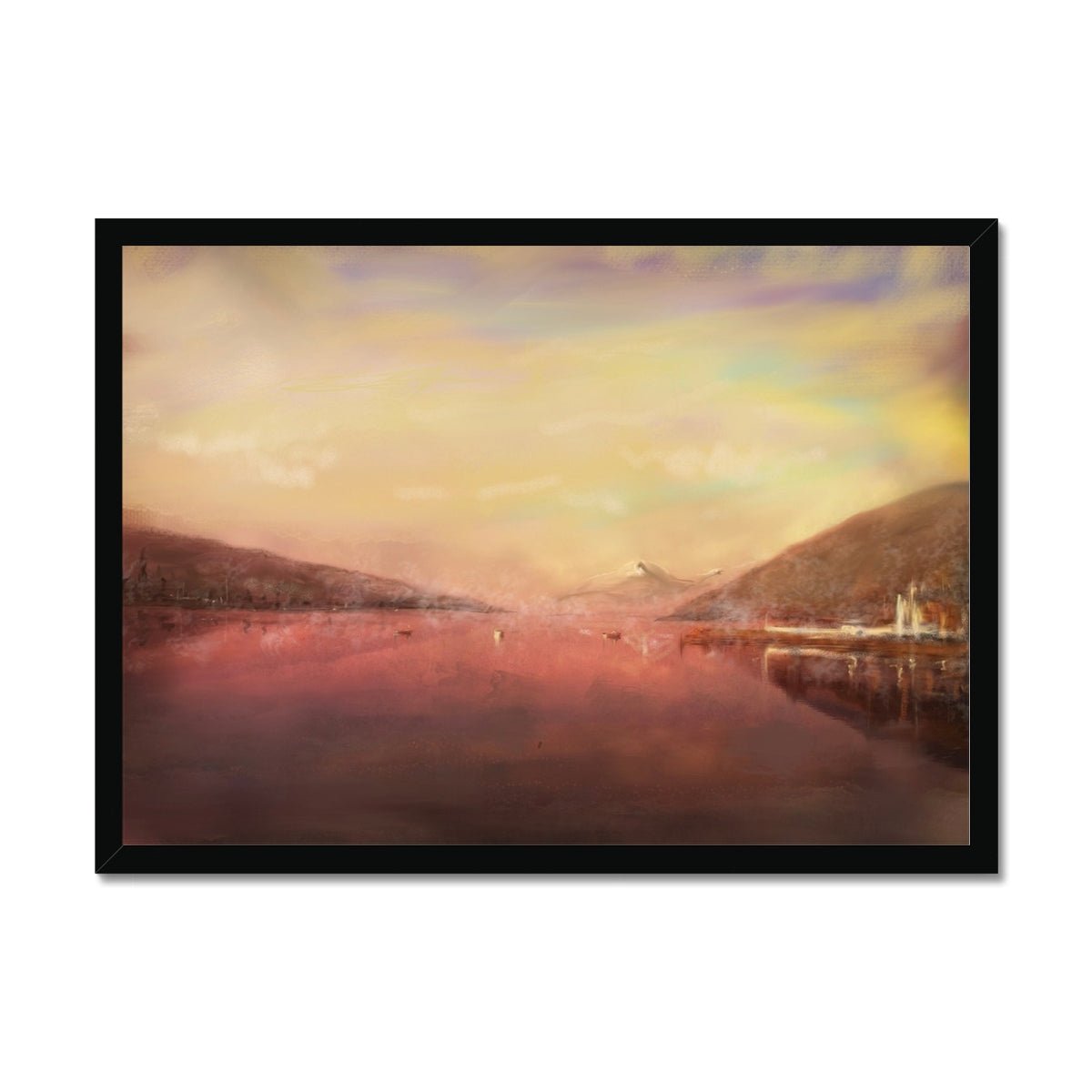 Loch Tay Painting | Framed Prints From Scotland-Framed Prints-Scottish Lochs & Mountains Art Gallery-A2 Landscape-Black Frame-Paintings, Prints, Homeware, Art Gifts From Scotland By Scottish Artist Kevin Hunter