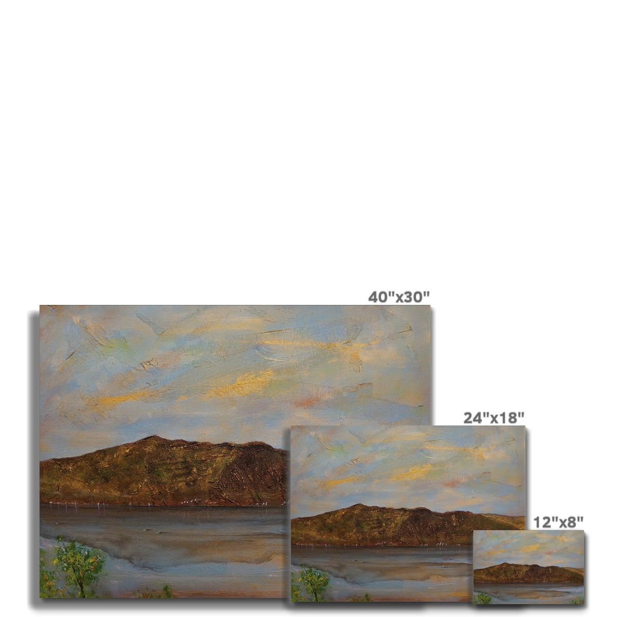 40x30 inch desert landscape canvas print with earthy tones and mountain silhouette, Lochgoilhead Canvas Prints
