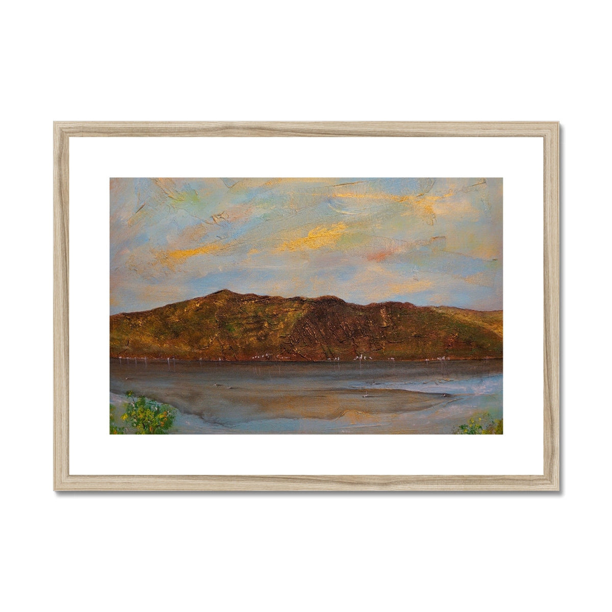Wooden-framed Lochgoilhead landscape print with earthy mountain tones