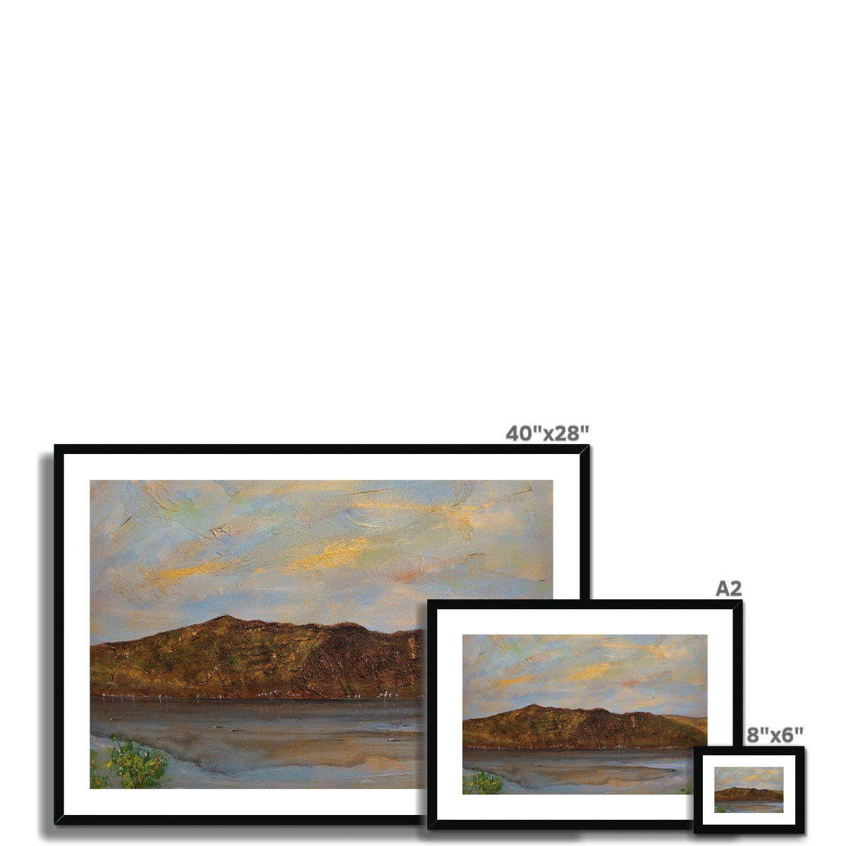 40x28 Framed Desert Landscape Painting in Earthy Tones with Black Frame