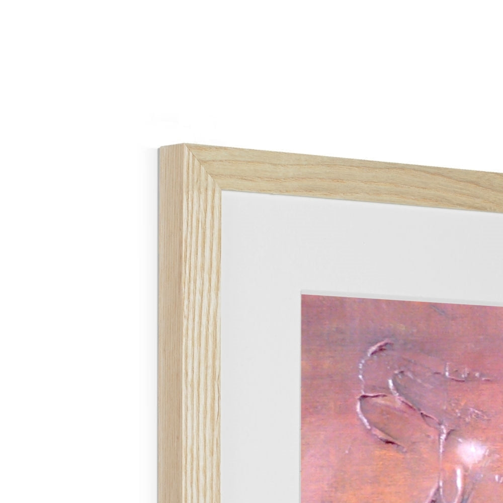 Lochmaddy North Uist art print in light wood frame with pink purple abstract hues