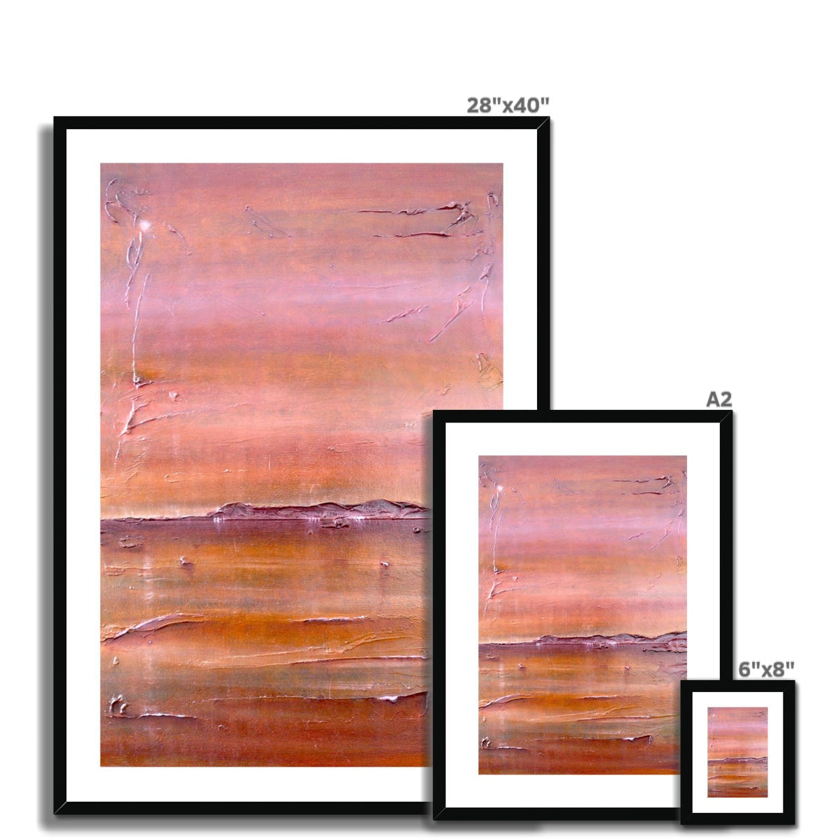 28x40 Lochmaddy North Uist abstract art print in warm earth tones black frame