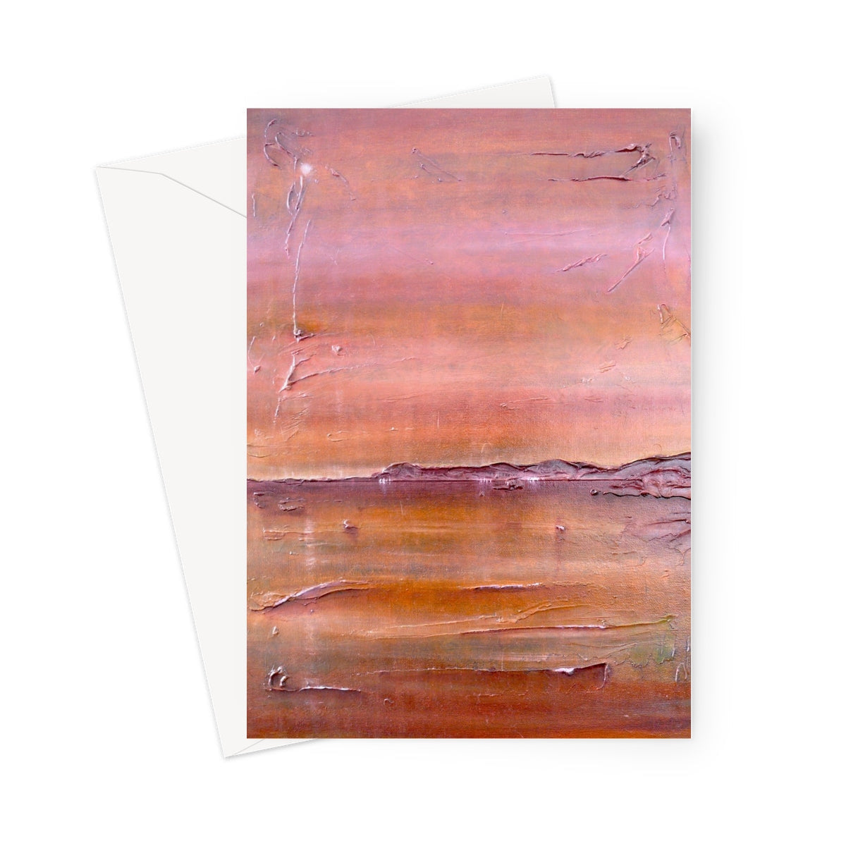 Pink and orange abstract art Lochmaddy North Uist greeting card with texture