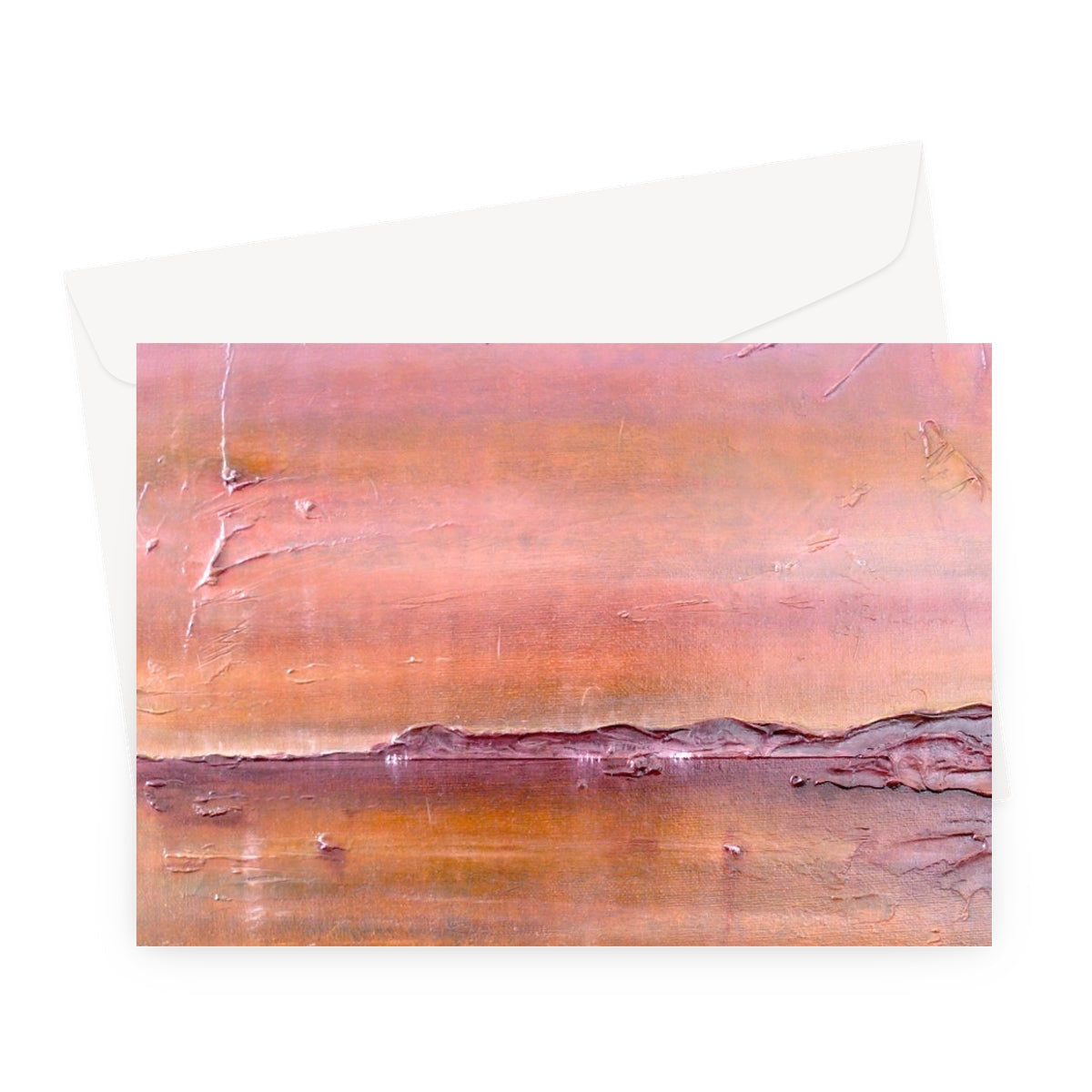 Pink and orange abstract Lochmaddy North Uist landscape greeting card