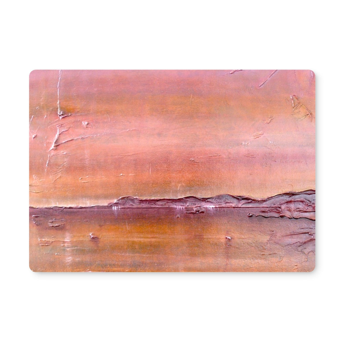 Rose gold abstract Lochmaddy North Uist placemat with textured sunset