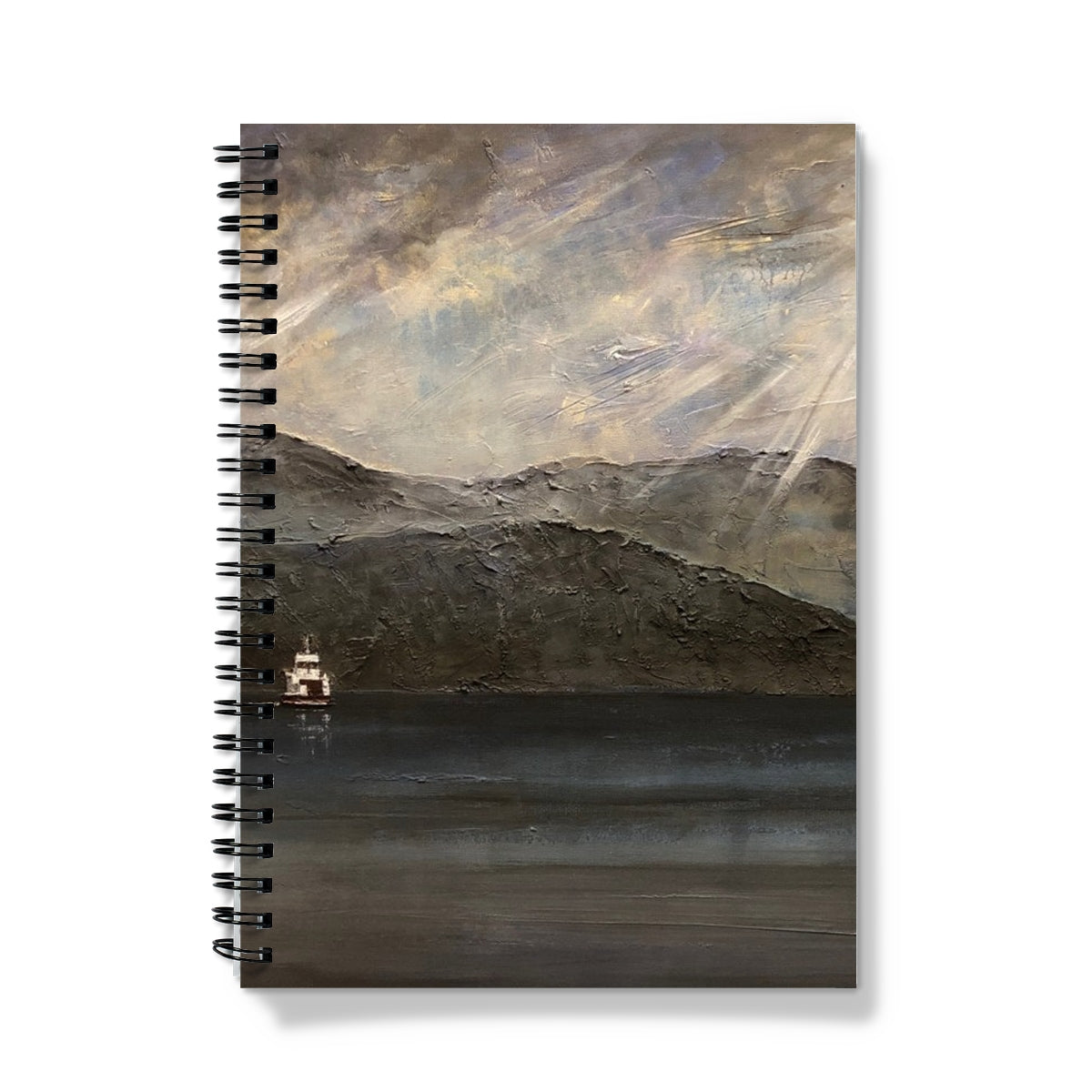 Lochranza Moonlit Ferry Arran Art Gifts Notebook-Journals & Notebooks-Arran Art Gallery-A5-Lined-Paintings, Prints, Homeware, Art Gifts From Scotland By Scottish Artist Kevin Hunter