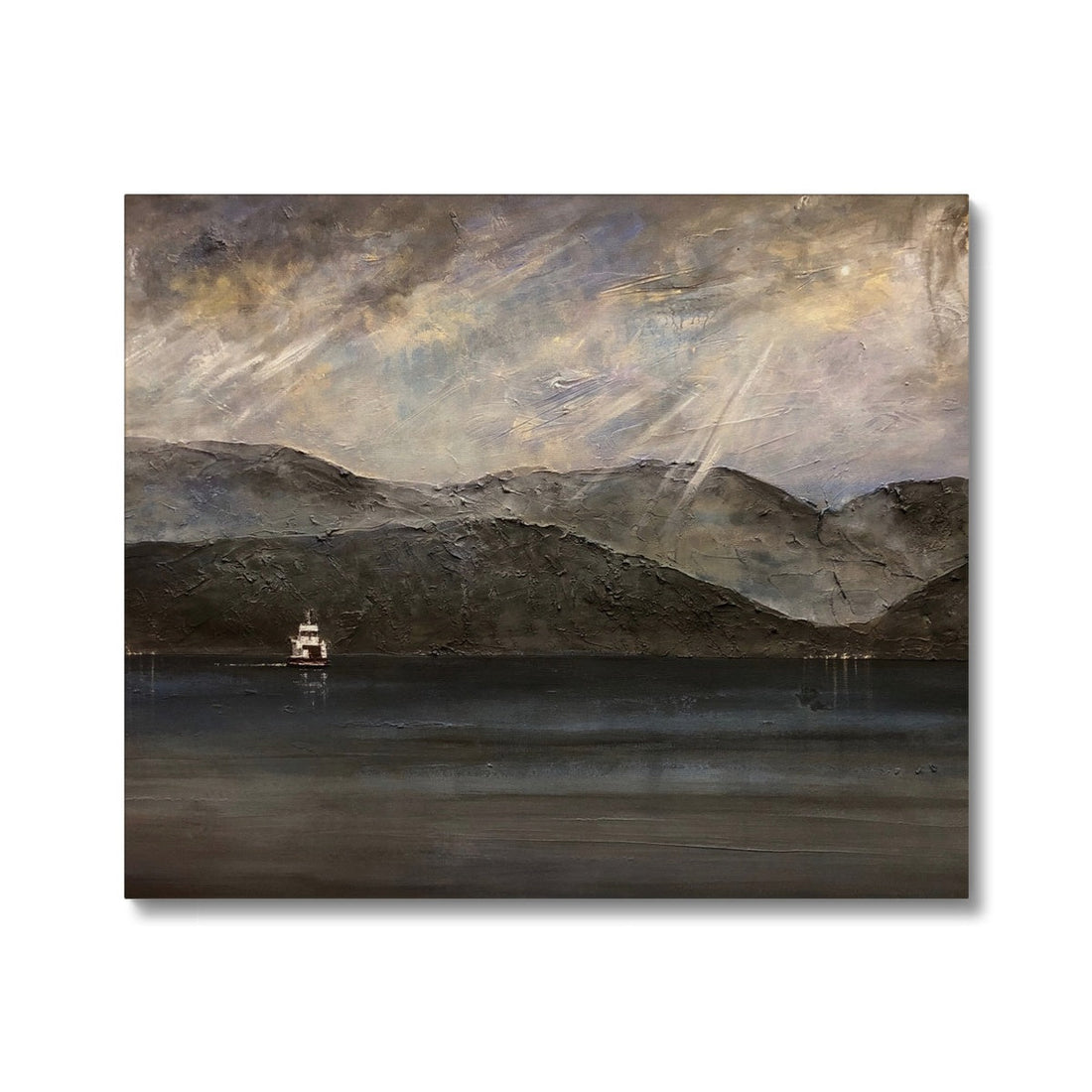 Lochranza Moonlit Ferry Arran Painting Art Canvas