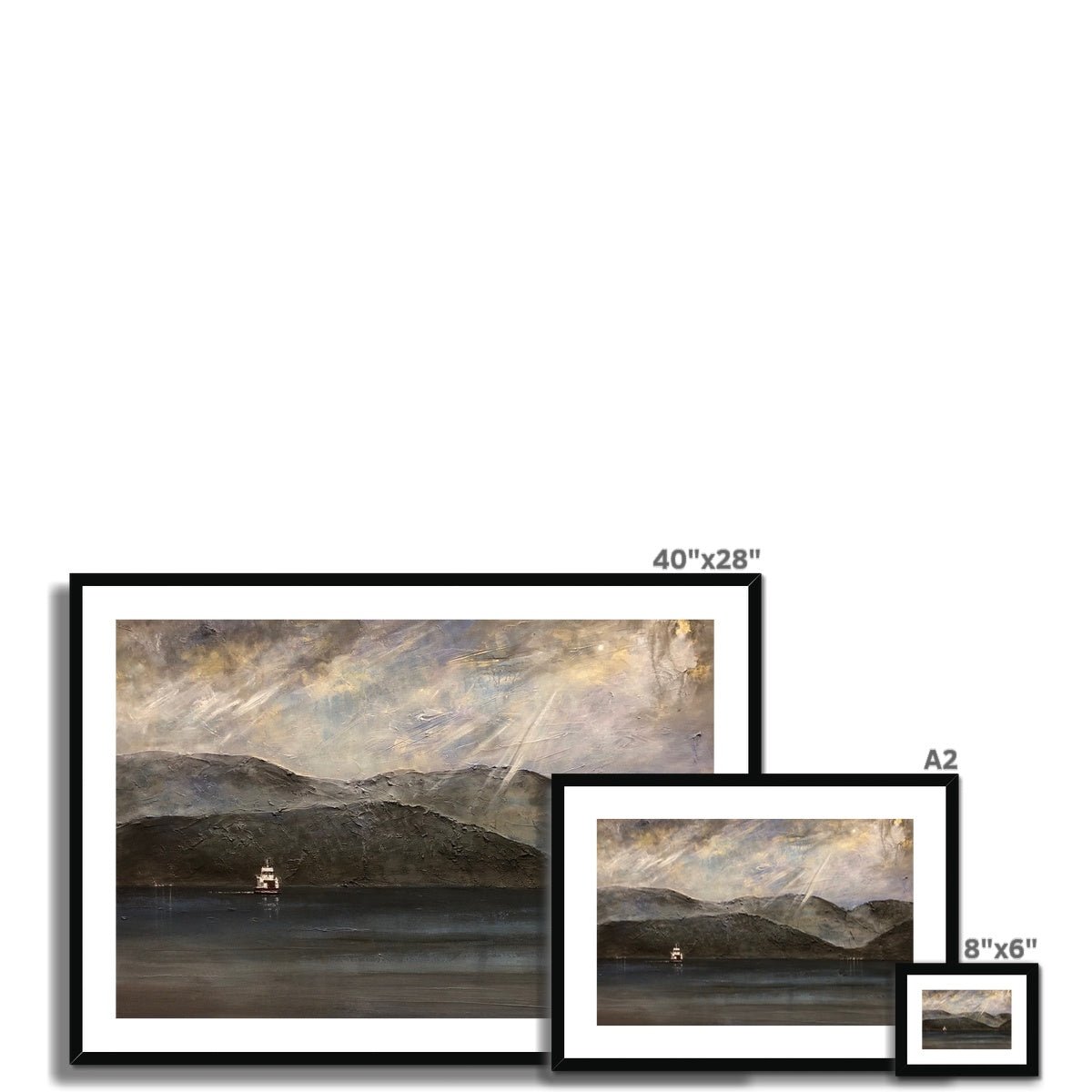 Lochranza Moonlit Ferry Painting | Framed & Mounted Prints From Scotland