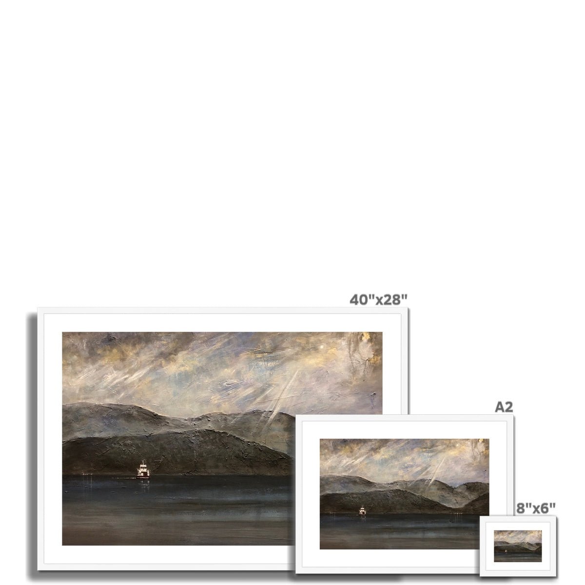 Lochranza Moonlit Ferry Painting | Framed &amp; Mounted Prints From Scotland