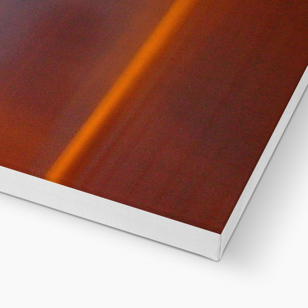 The Longest Night Canvas: warm abstract brown tones with orange stripe