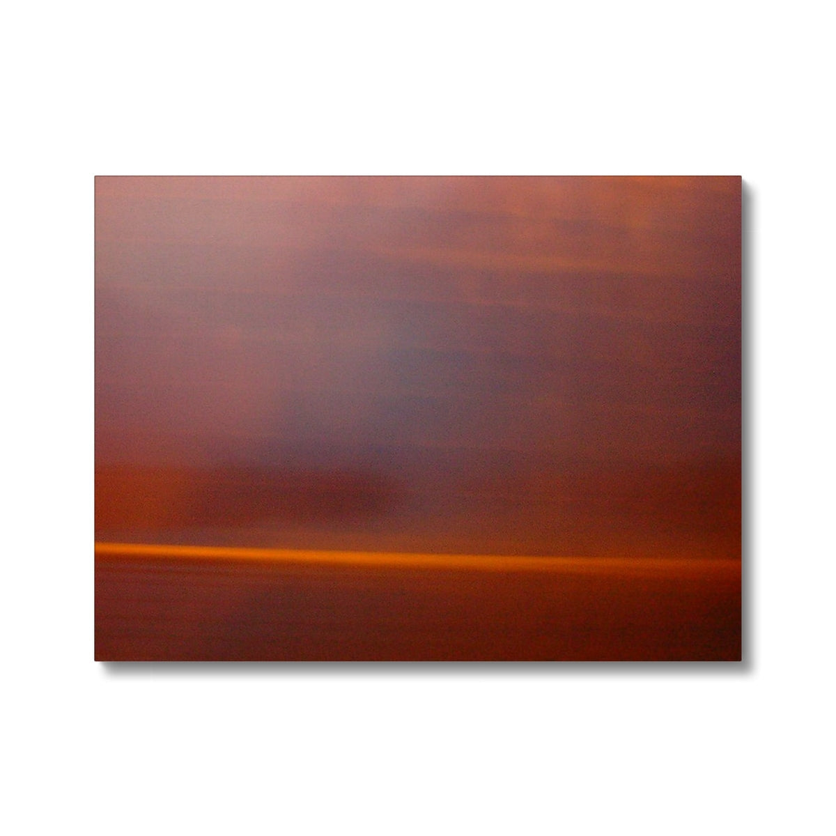 The Longest Night Canvas: abstract warm amber to maroon gradient with golden line