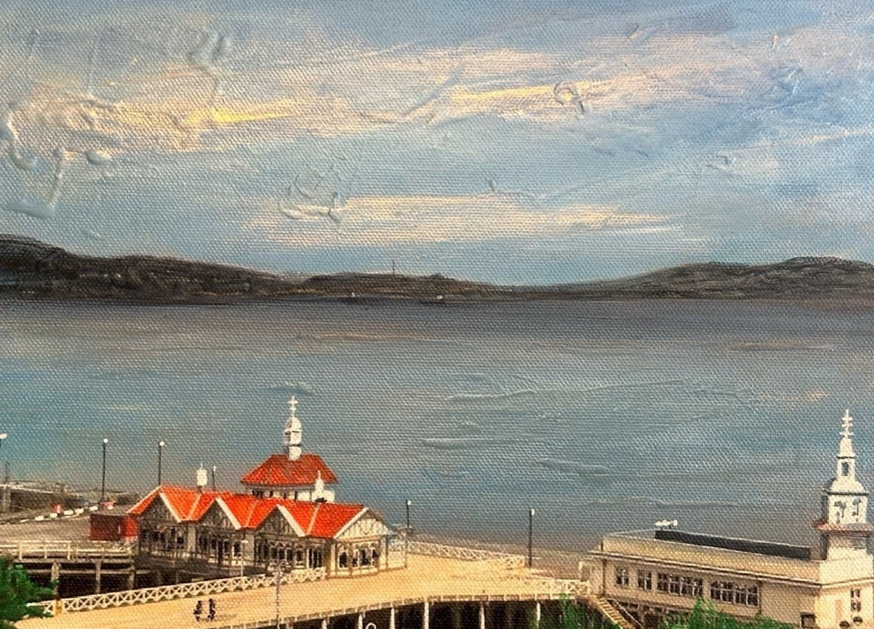 Waterfront buildings with red roofs in Dunoon Original Painting artwork