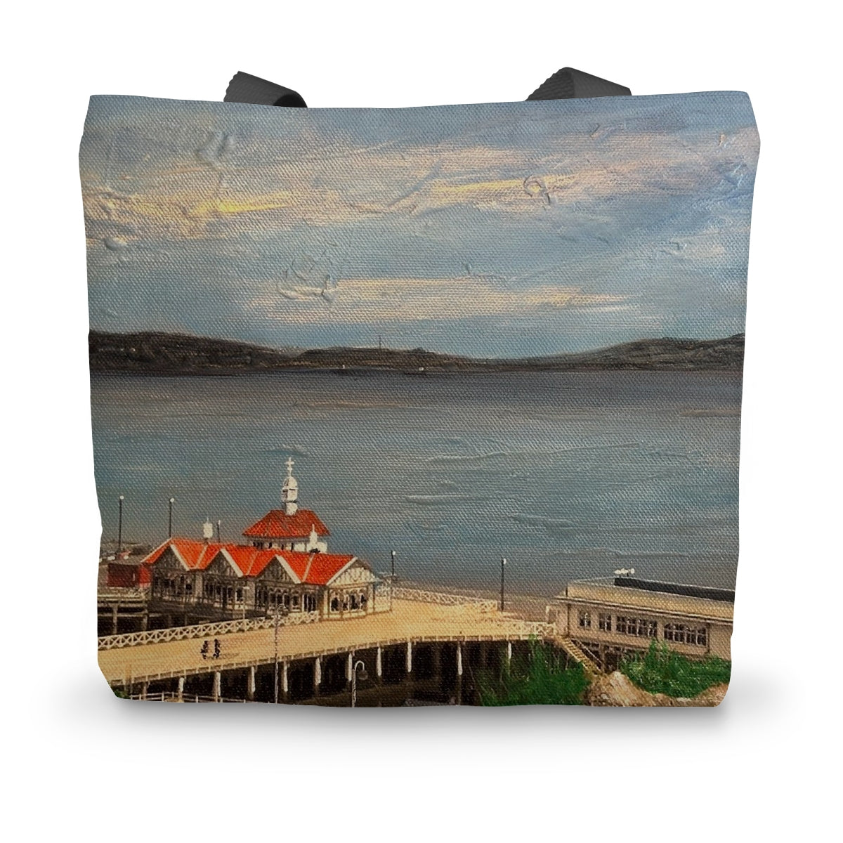Looking From Dunoon Art Gifts Canvas Tote Bag-Bags-River Clyde Art Gallery-14"x18.5"-Paintings, Prints, Homeware, Art Gifts From Scotland By Scottish Artist Kevin Hunter