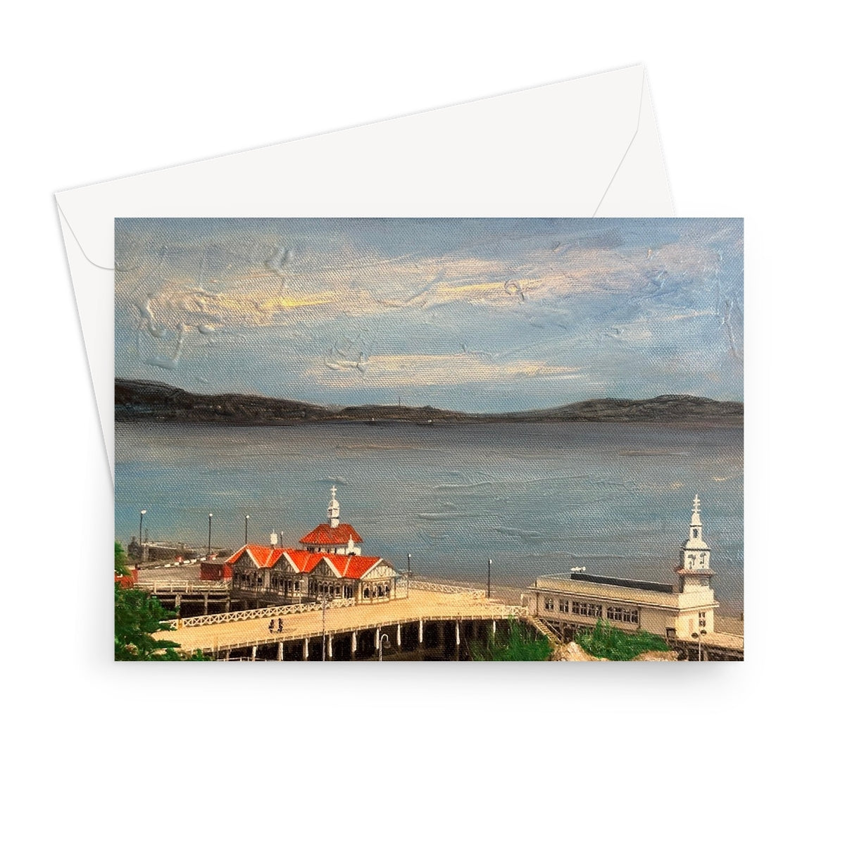 Looking From Dunoon Art Gifts Greeting Card-Stationery-River Clyde Art Gallery-7"x5"-1 Card-Paintings, Prints, Homeware, Art Gifts From Scotland By Scottish Artist Kevin Hunter