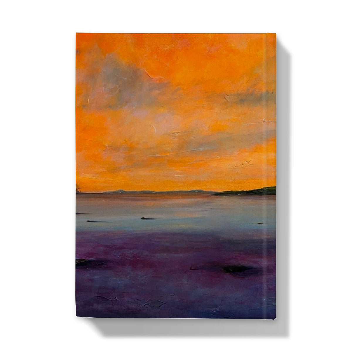 Orange sunset hardcover journal with purple watercolor cover