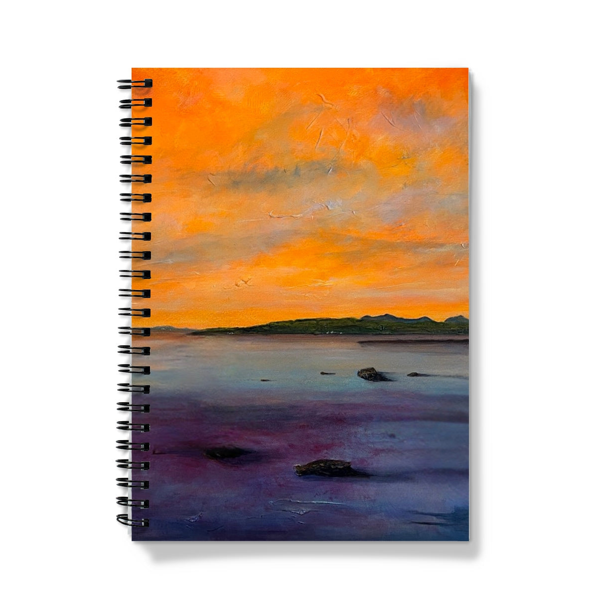 Spiral-bound Looking From Largs notebook with vibrant sunset cover