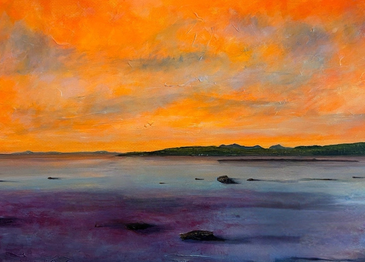 Vibrant sunset seascape painting titled Looking From Largs Original Painting