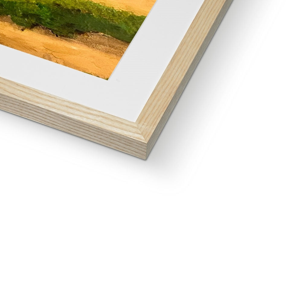 Luskentyre Beach Harris art print in wooden frame with white mat and green moss artwork