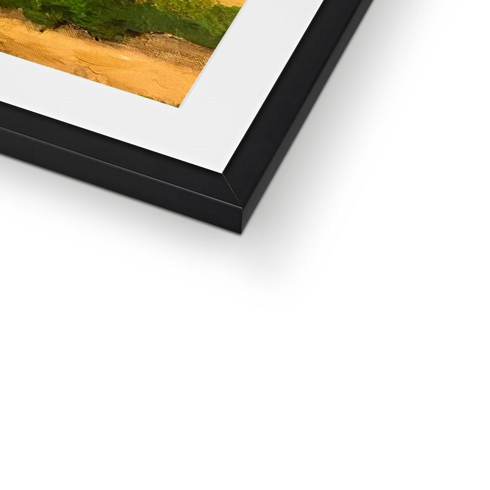 Black matte frame with white mat and Luskentyre Beach dirt road photo