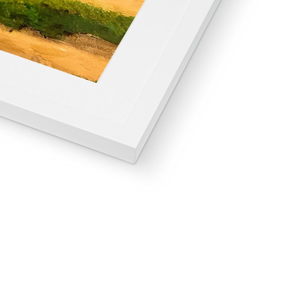 White matte thin-profile frame with Luskentyre Beach Harris art print