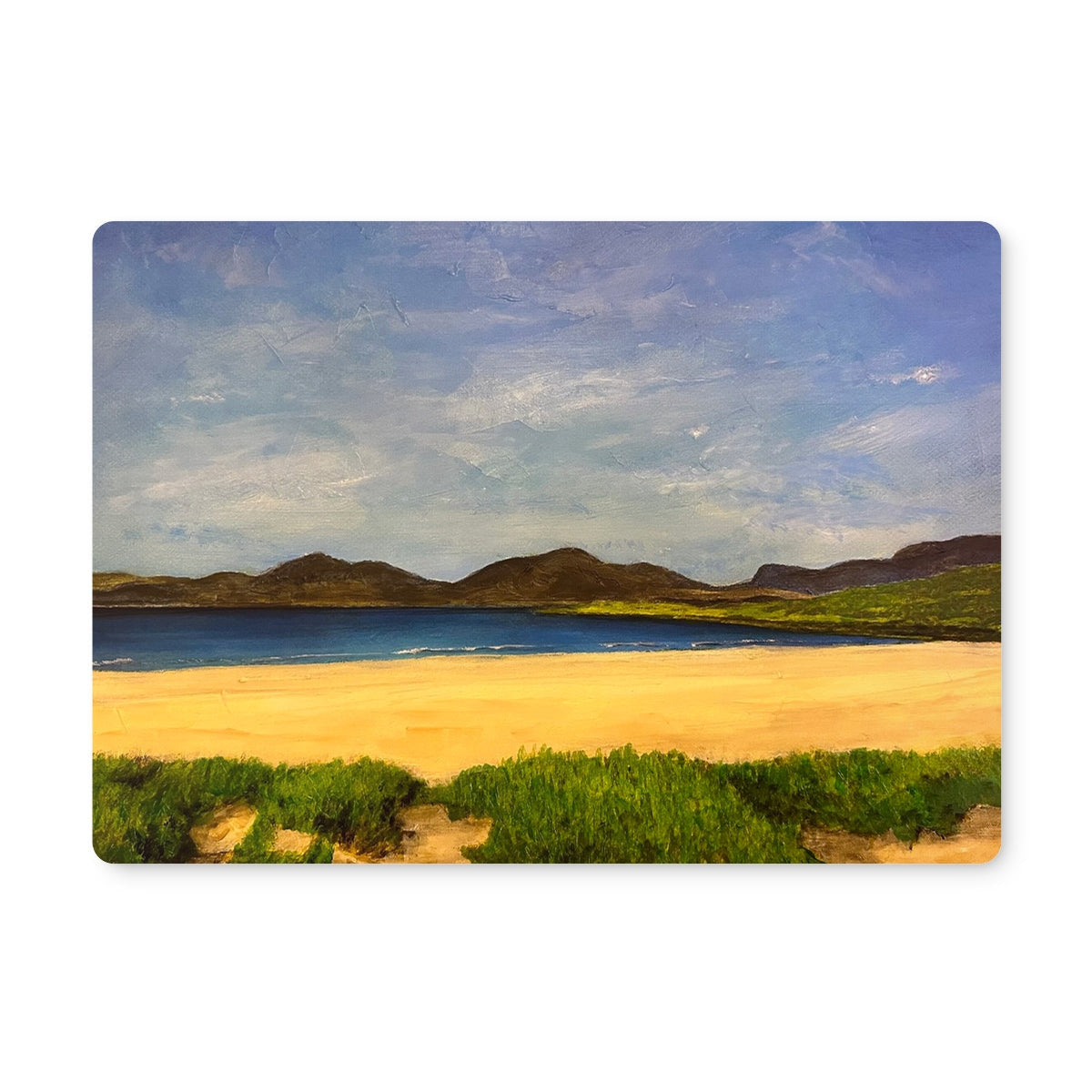 Luskentyre Beach puzzle piece with sandy shore and blue sky
