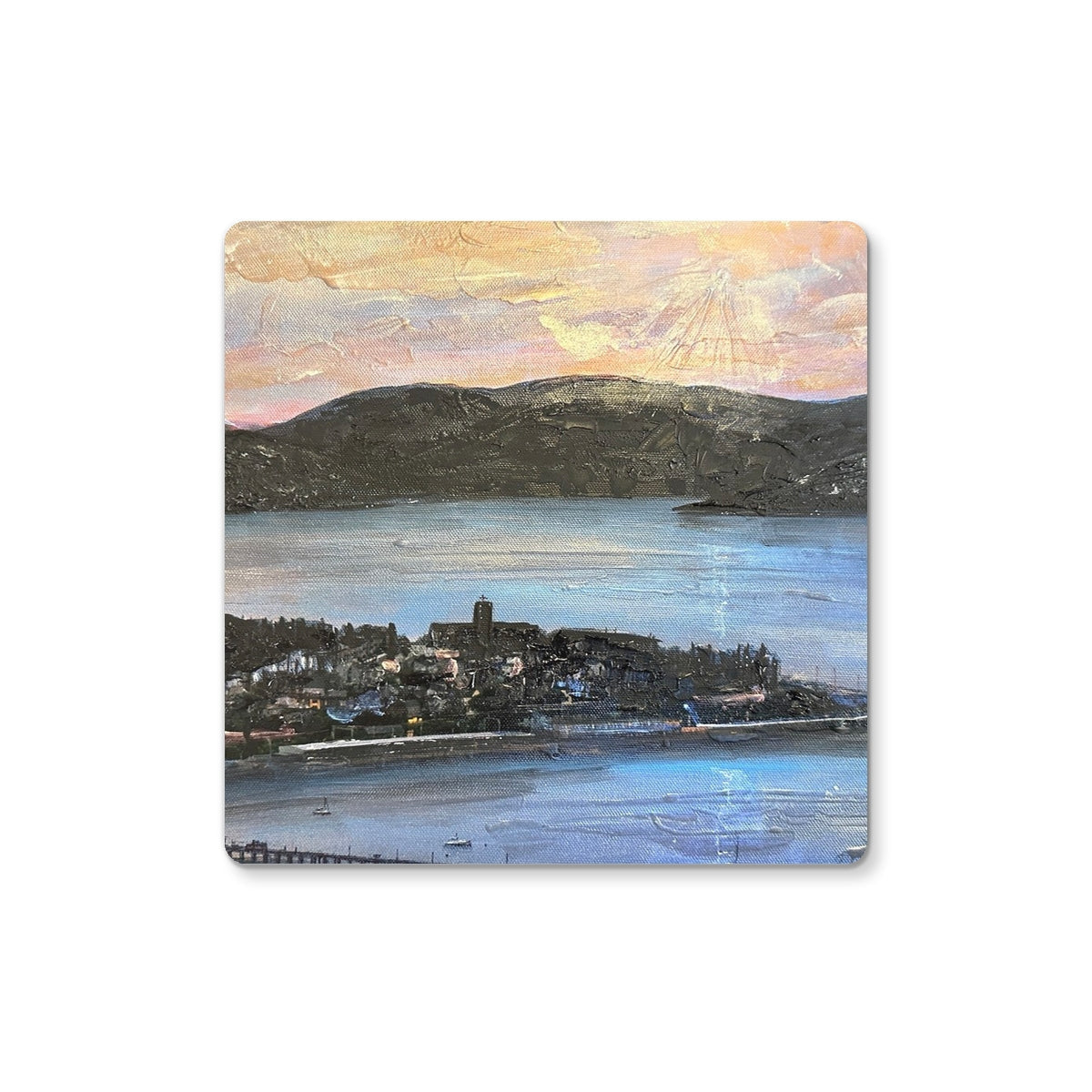 Blue and white abstract landscape textured coaster from Lyle Hill Coaster collection