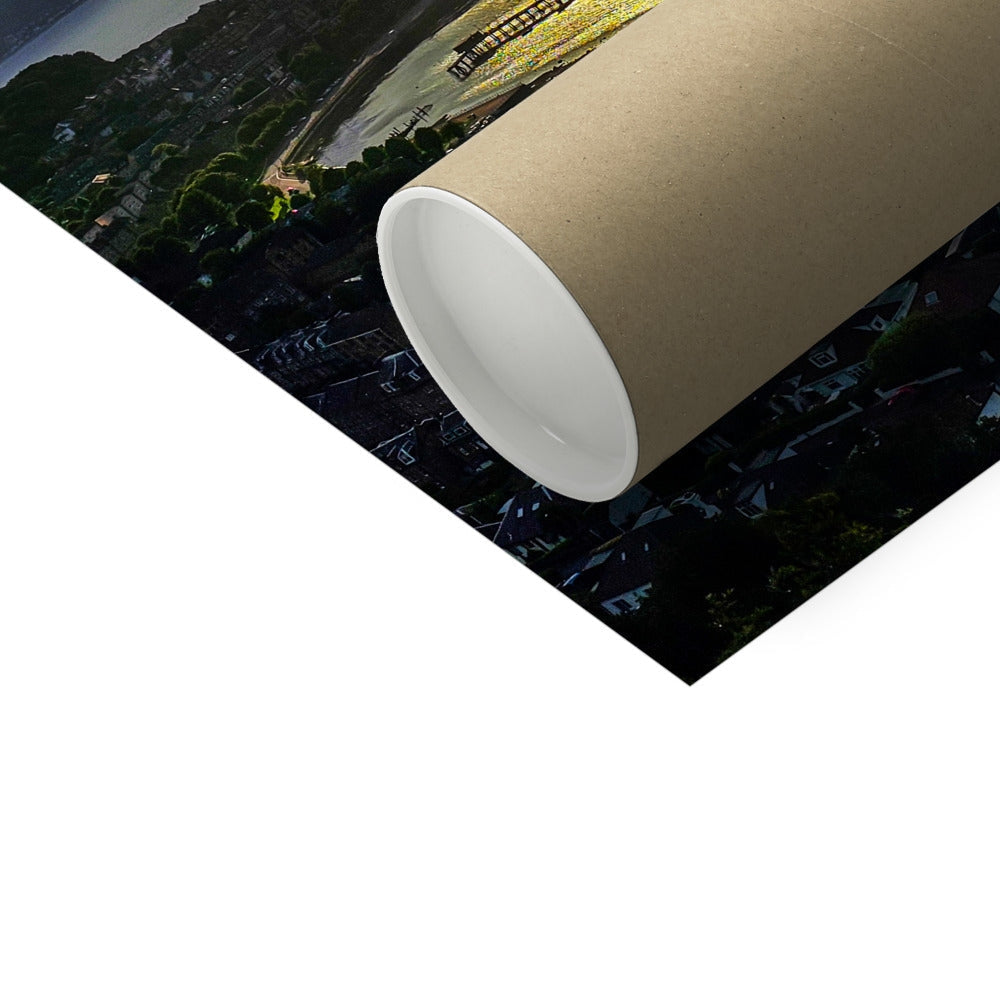 Rolled-up brown cardboard tube on Lyle Hill View fine art print poster
