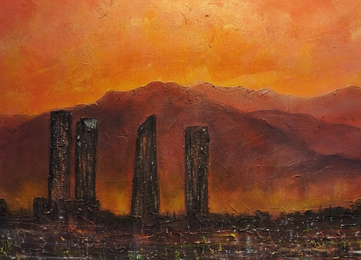 Impasto painting of ancient ruins from Madrid Dusk Original Painting