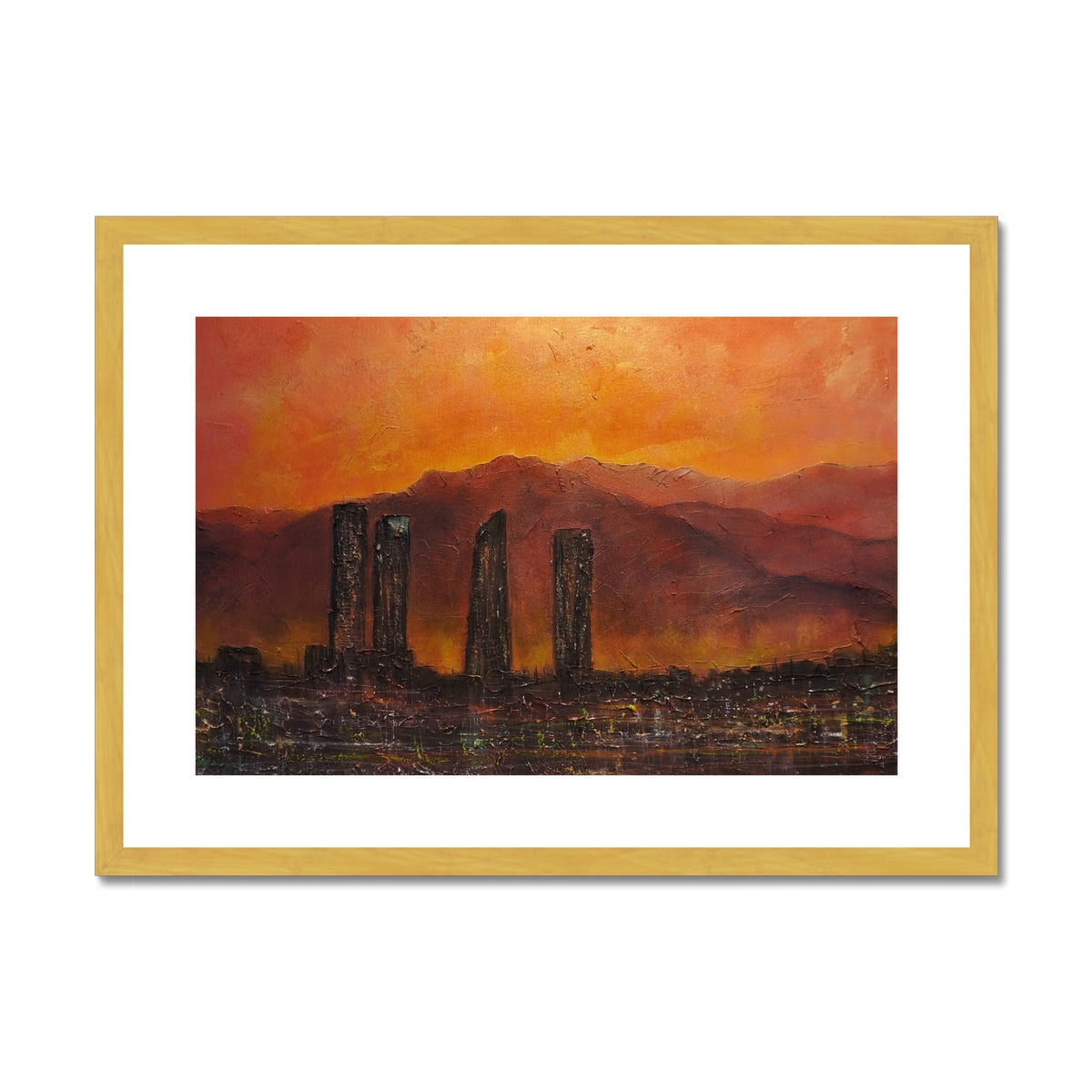 Madrid Dusk Painting | Antique Framed & Mounted Prints From Scotland-Antique Framed & Mounted Prints-World Art Gallery-A2 Landscape-Gold Frame-Paintings, Prints, Homeware, Art Gifts From Scotland By Scottish Artist Kevin Hunter