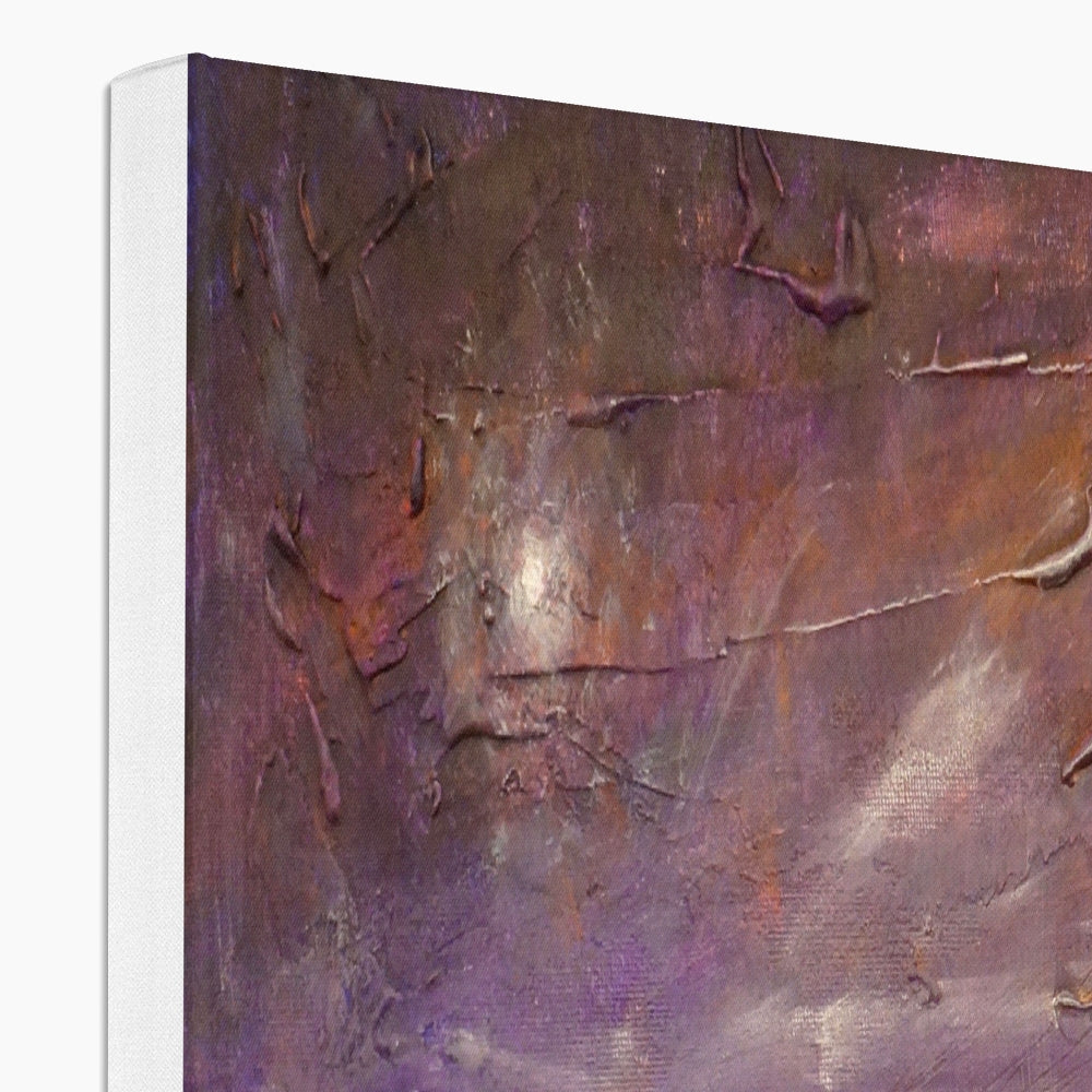 Purple and brown textured abstract canvas wall art Maid Of The Loch Moonlight print