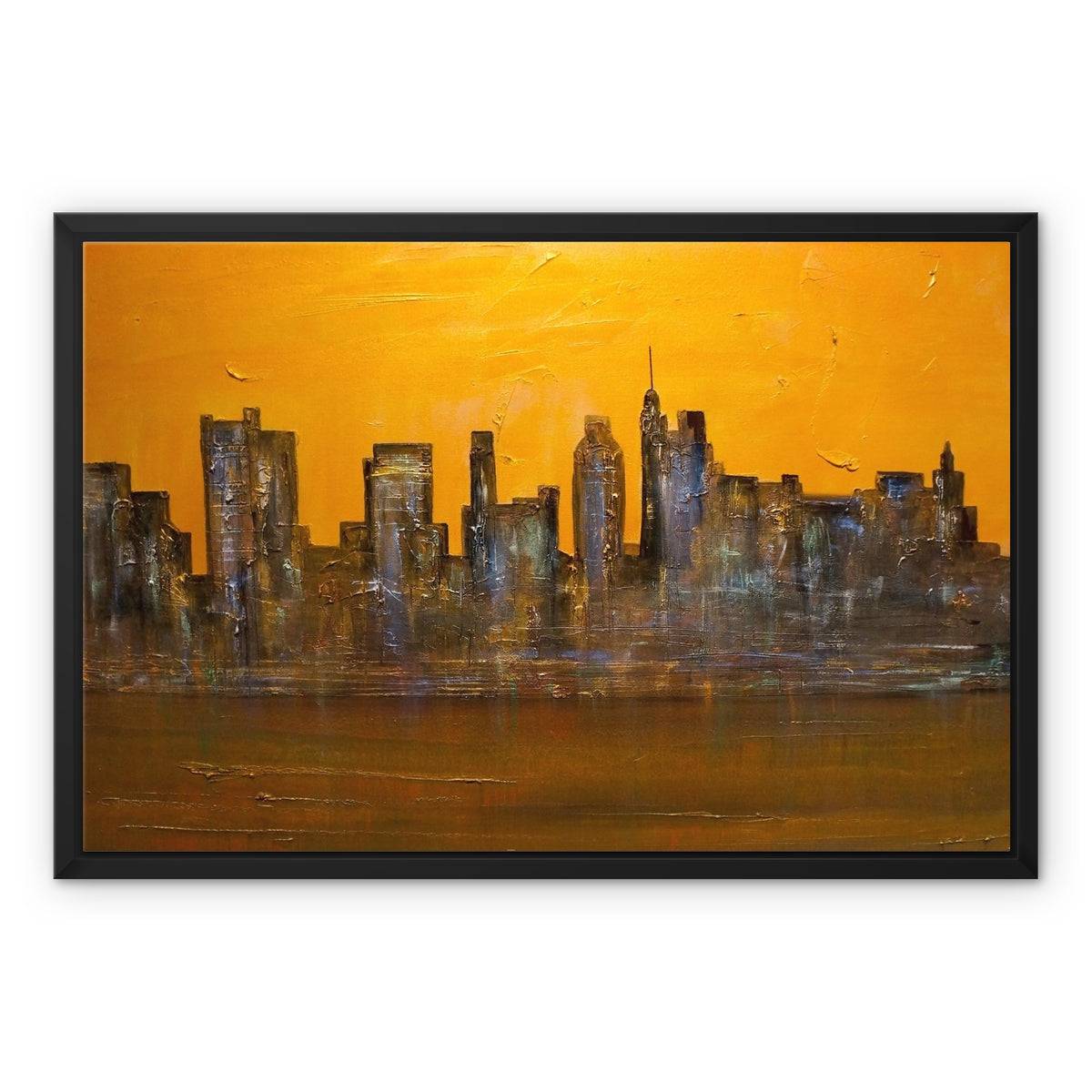 Manhattan Heat Painting | Framed Canvas From Scotland-Floating Framed Canvas Prints-World Art Gallery-24"x18"-Paintings, Prints, Homeware, Art Gifts From Scotland By Scottish Artist Kevin Hunter