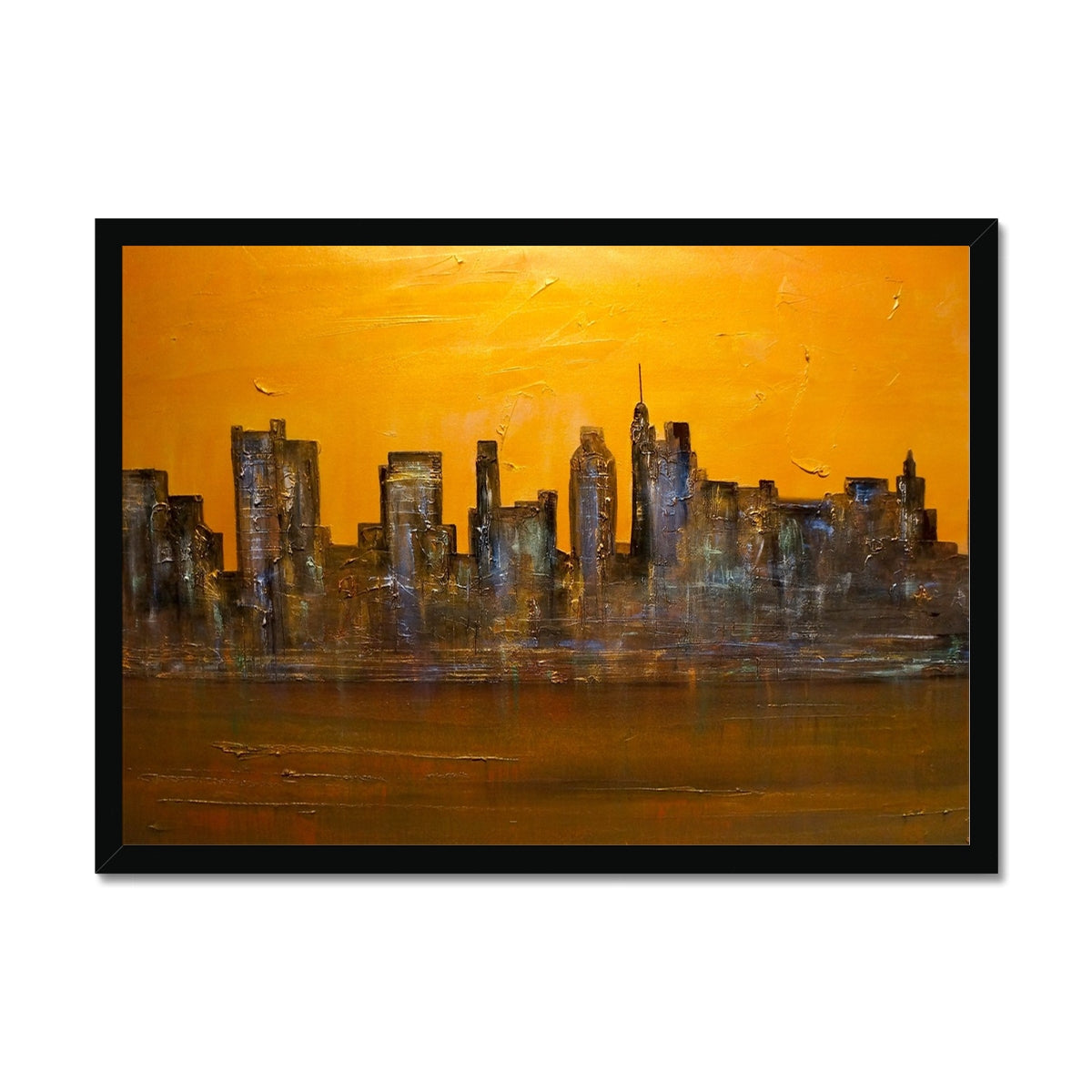 Manhattan Heat Painting | Framed Prints From Scotland-Framed Prints-World Art Gallery-A2 Landscape-Black Frame-Paintings, Prints, Homeware, Art Gifts From Scotland By Scottish Artist Kevin Hunter