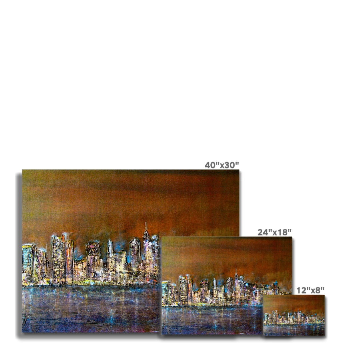 Manhattan Nights canvas print: abstract skyscrapers in orange-brown hues