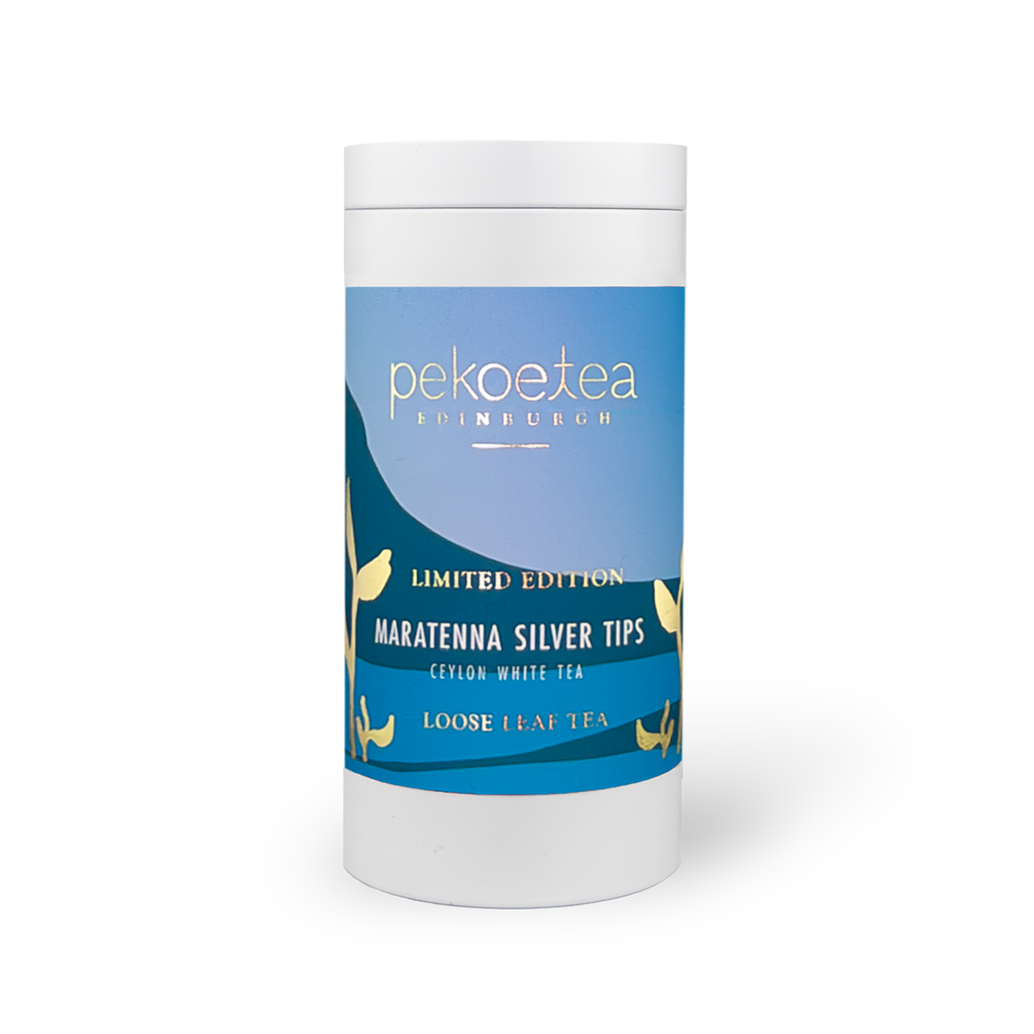 Maratenna Silver Tips Ceylon white tea in sleek white Pekoe Tea Edinburgh tin