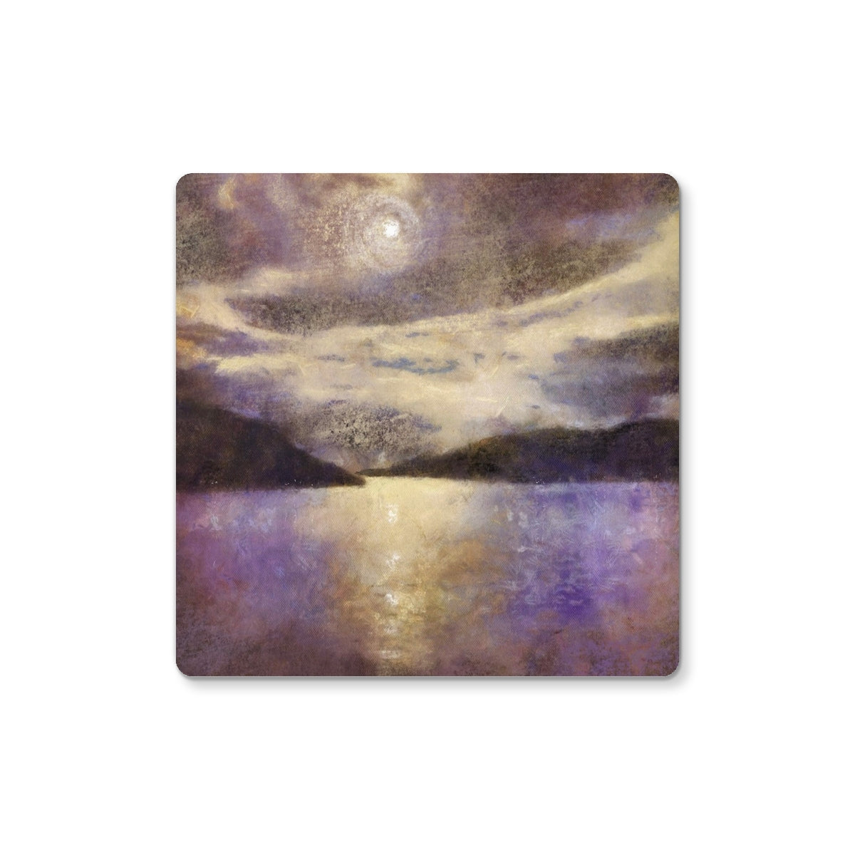 Moonlight Meets Lewis & Harris Art Gifts Coaster-Coasters-Hebridean Islands Art Gallery-4 Coasters-Paintings, Prints, Homeware, Art Gifts From Scotland By Scottish Artist Kevin Hunter