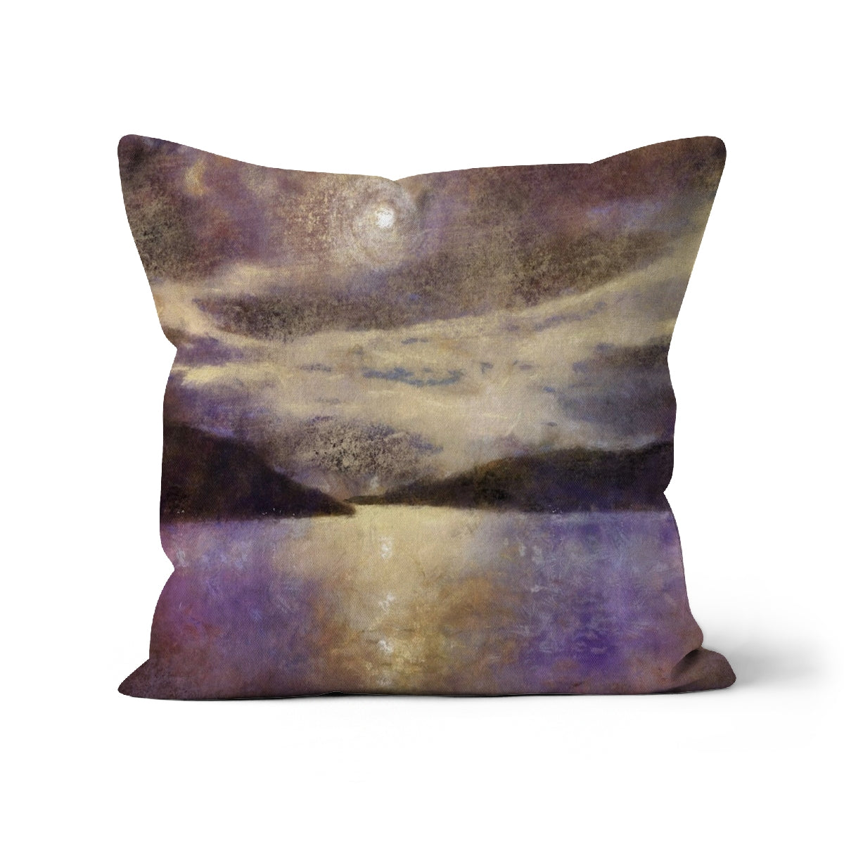 Moonlight Meets Lewis & Harris Art Gifts Cushion-Cushions-Hebridean Islands Art Gallery-Canvas-22"x22"-Paintings, Prints, Homeware, Art Gifts From Scotland By Scottish Artist Kevin Hunter
