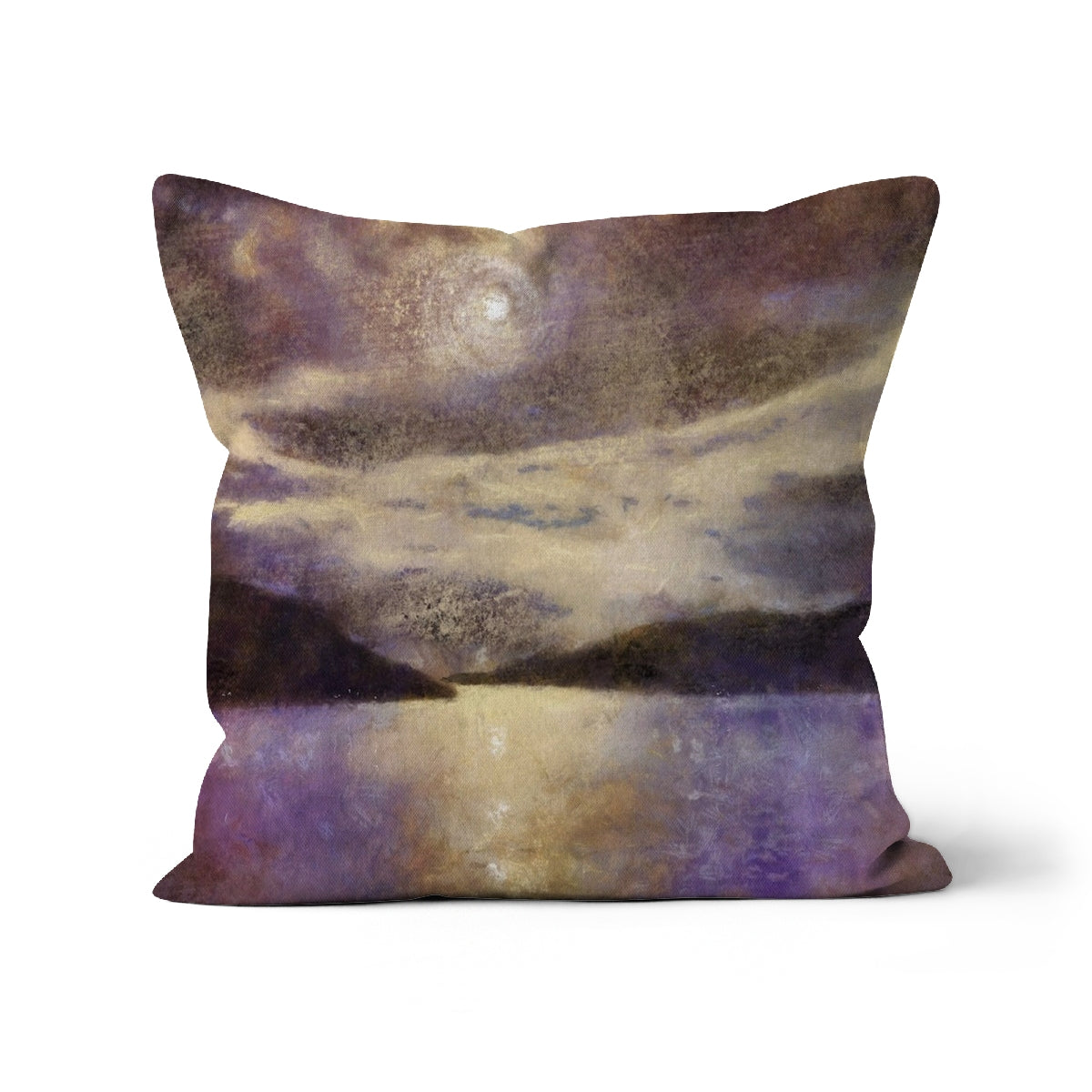 Moonlight Meets Lewis & Harris Art Gifts Cushion-Cushions-Hebridean Islands Art Gallery-Canvas-12"x12"-Paintings, Prints, Homeware, Art Gifts From Scotland By Scottish Artist Kevin Hunter