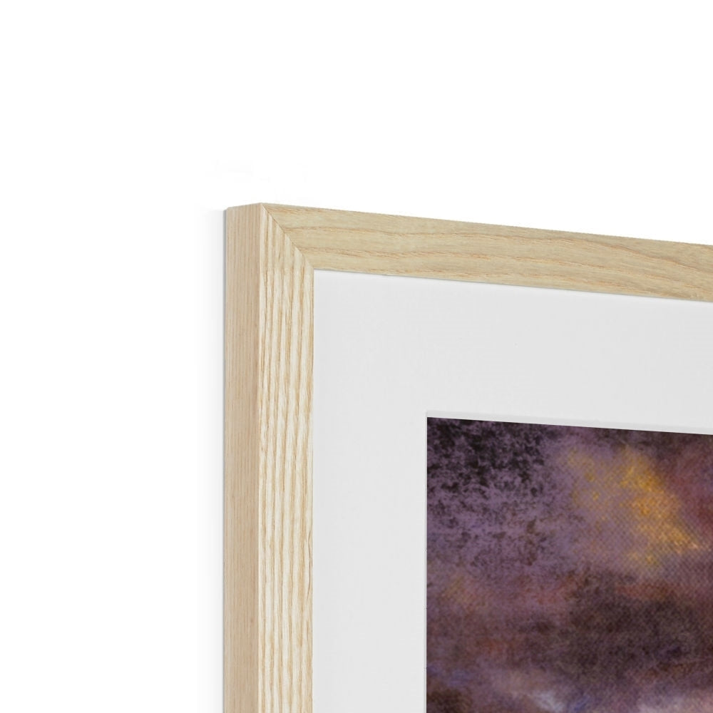 Light wood frame with purple yellow abstract Moonlight Meets Lewis & Harris print
