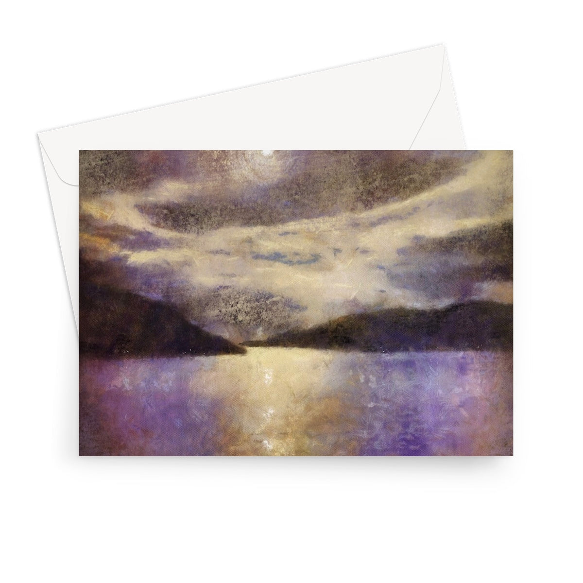 Moonlight Meets Lewis & Harris purple white abstract greeting card with envelope