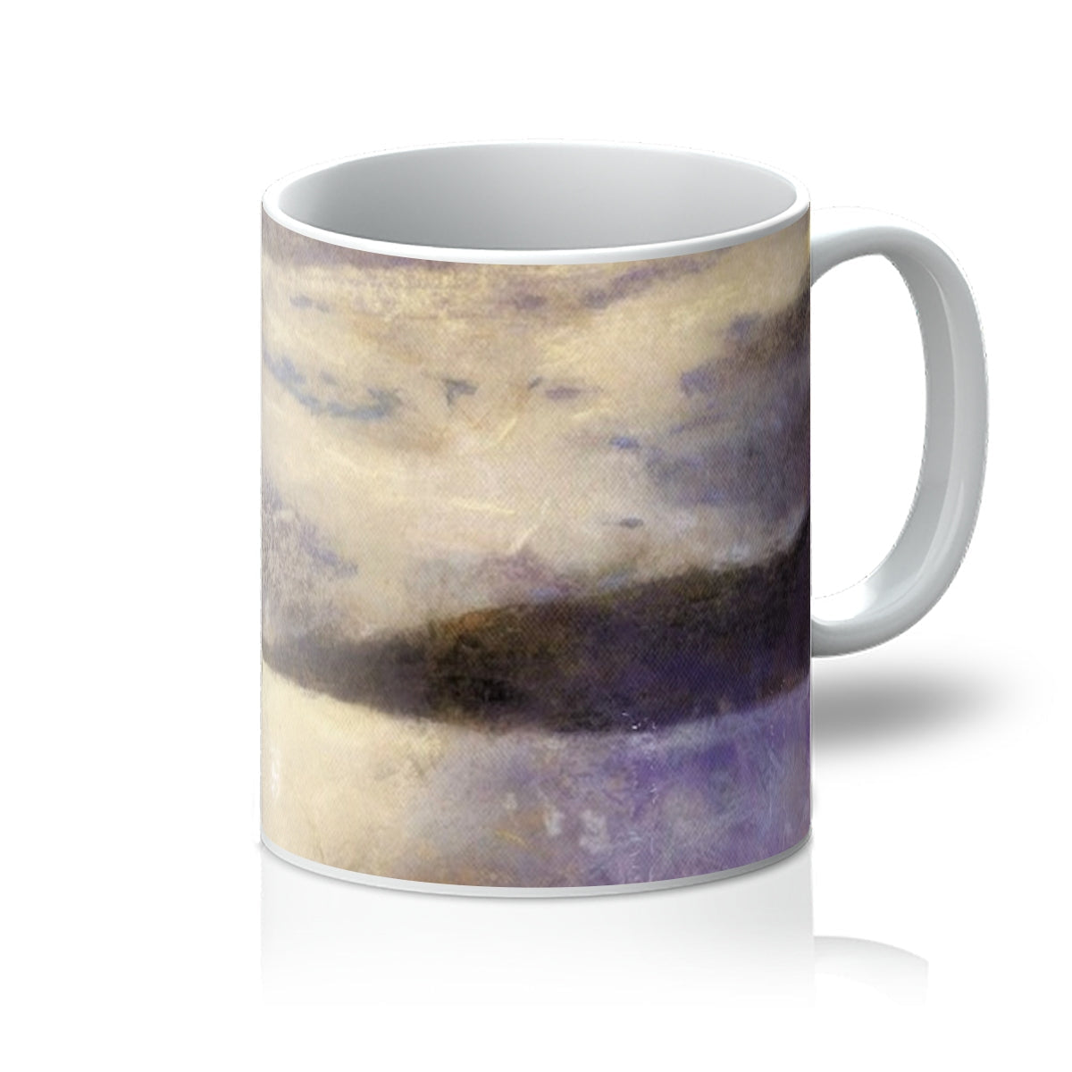 Moonlight Meets Lewis & Harris mug with purple, beige, gray abstract design